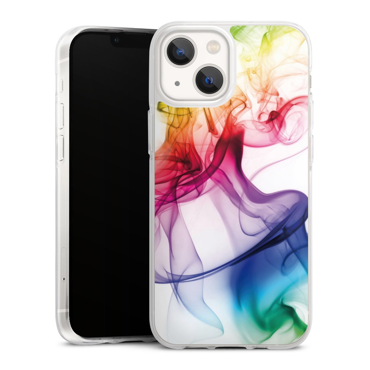 iPhone 13 Mini Handy Silikon Hülle Case transparent Handyhülle Water Colour Rainbow Silikon Case