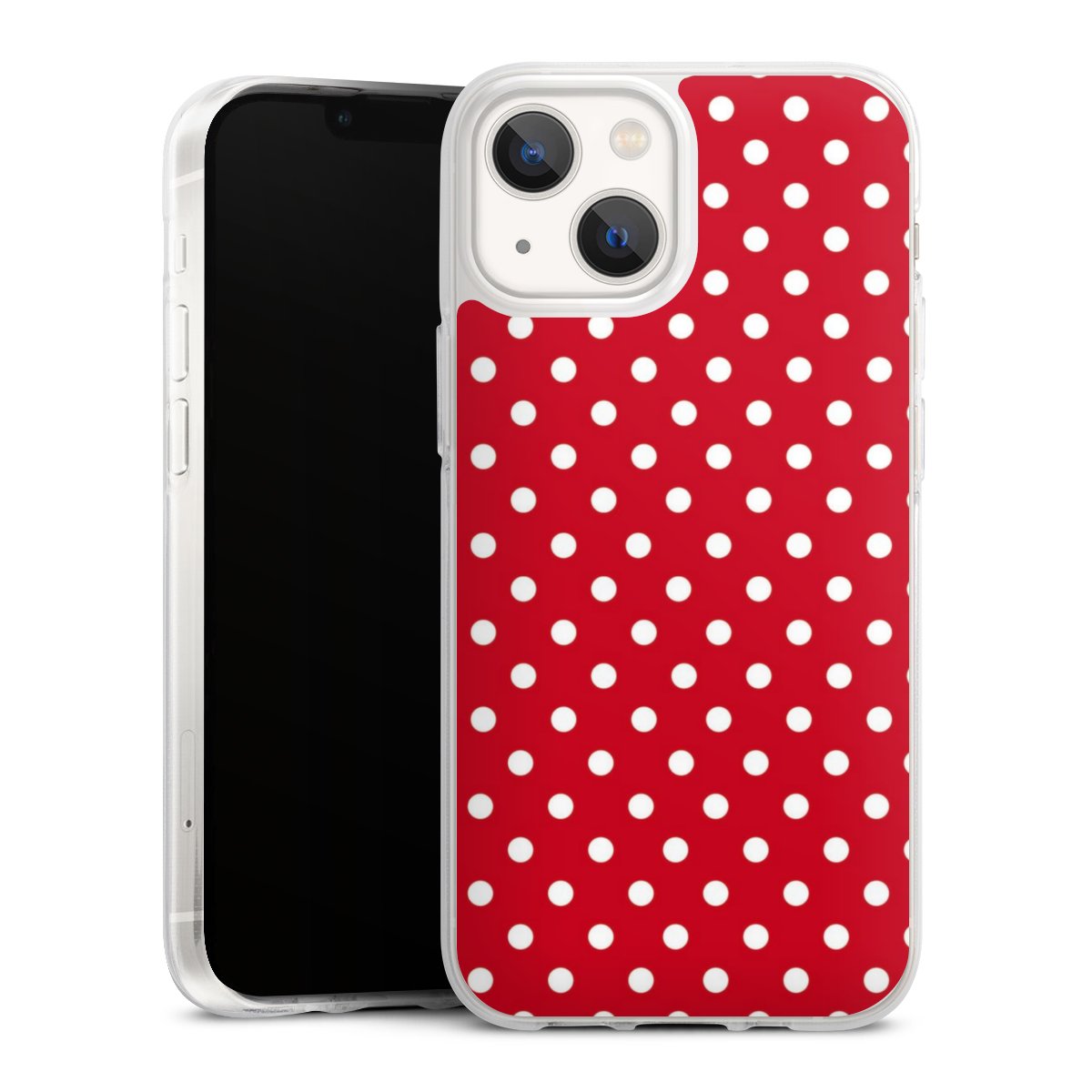 iPhone 13 Mini Handy Silikon Hülle Case transparent Handyhülle Points Polka Dots Retro Silikon Case