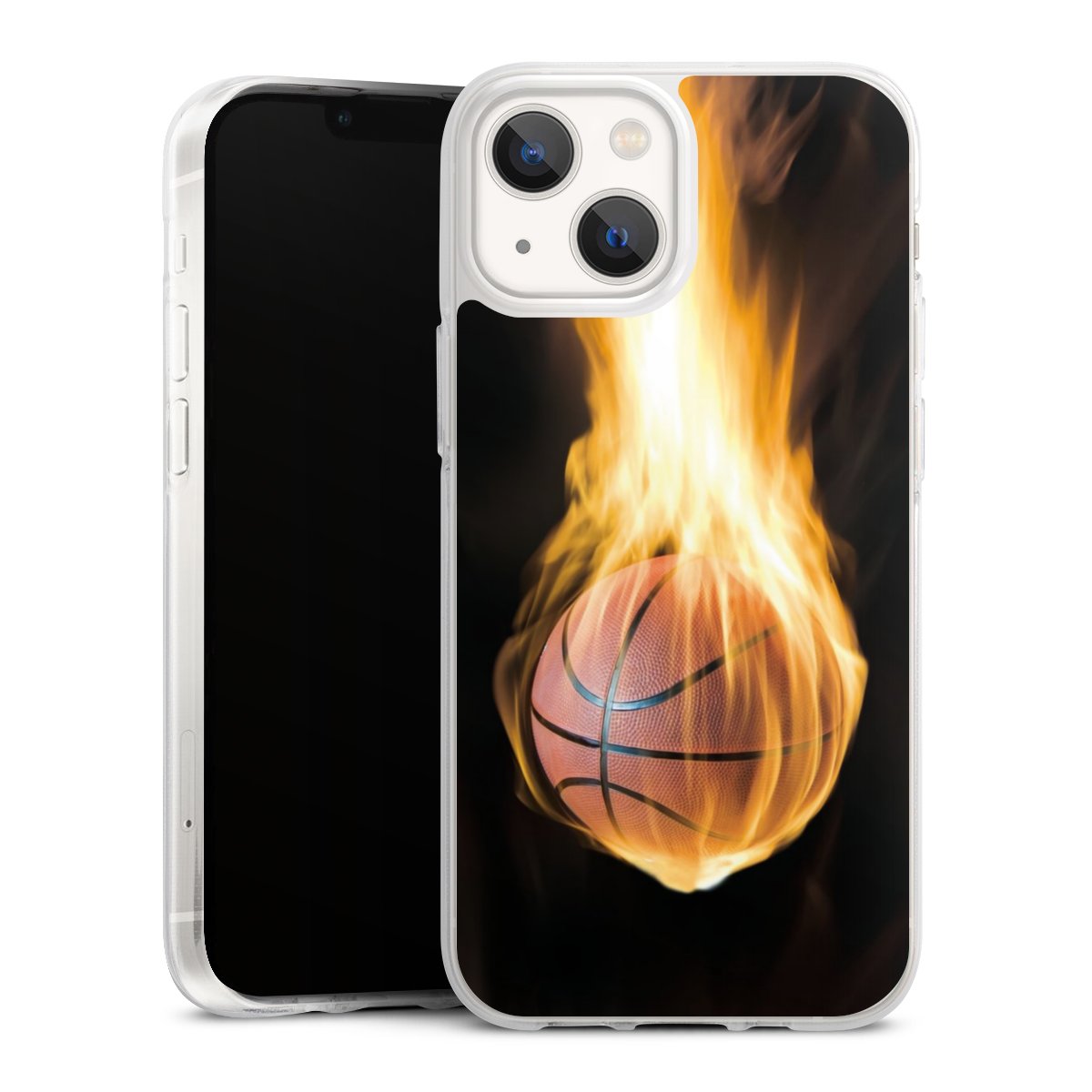 iPhone 13 Mini Handy Silikon Hülle Case transparent Handyhülle Basketball Sports Fire Silikon Case