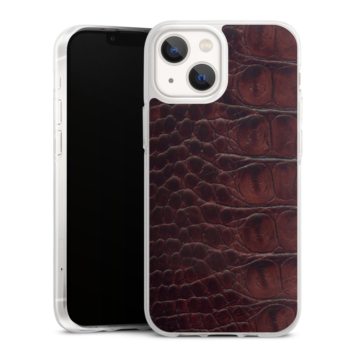 iPhone 13 Mini Handy Silikon Hülle Case transparent Handyhülle Crocodile Animal Print Leather Silikon Case