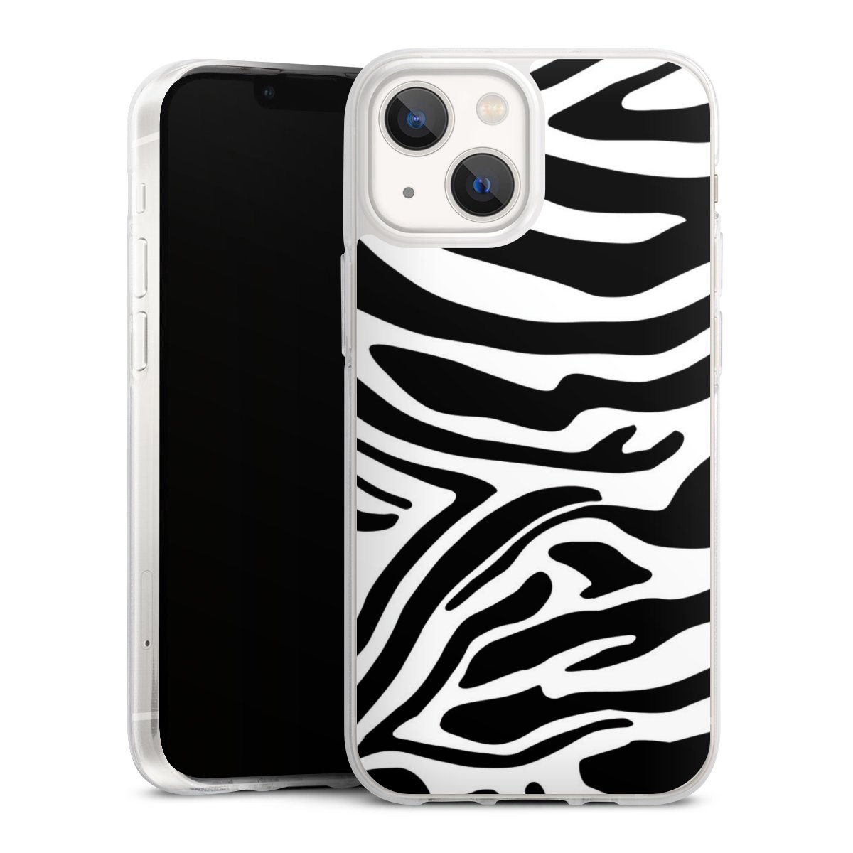 iPhone 13 Mini Handy Silikon Hülle Case transparent Handyhülle Zebra Animal Look Animal Print Silikon Case