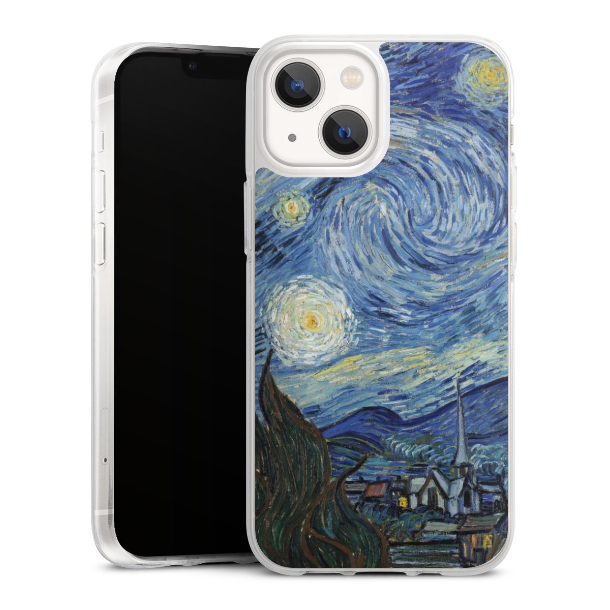 iPhone 13 Mini Handy Silikon Hülle Case transparent Handyhülle The Starry Night Kunst Vincent Van Gogh Silikon Case