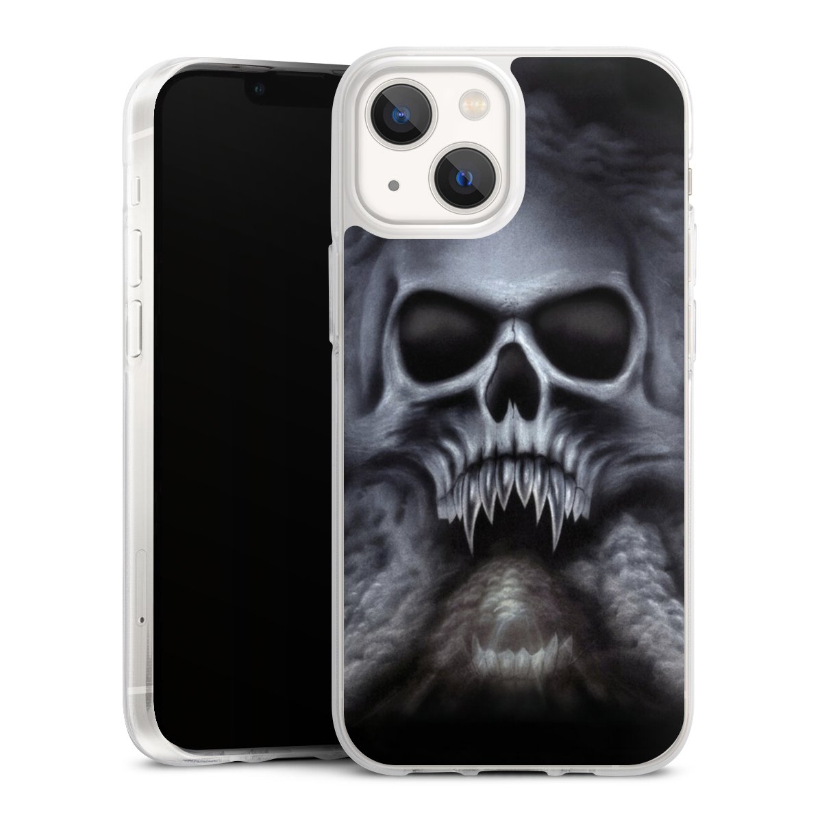 iPhone 13 Mini Handy Silikon Hülle Case transparent Handyhülle Totenkopf Skull Silikon Case