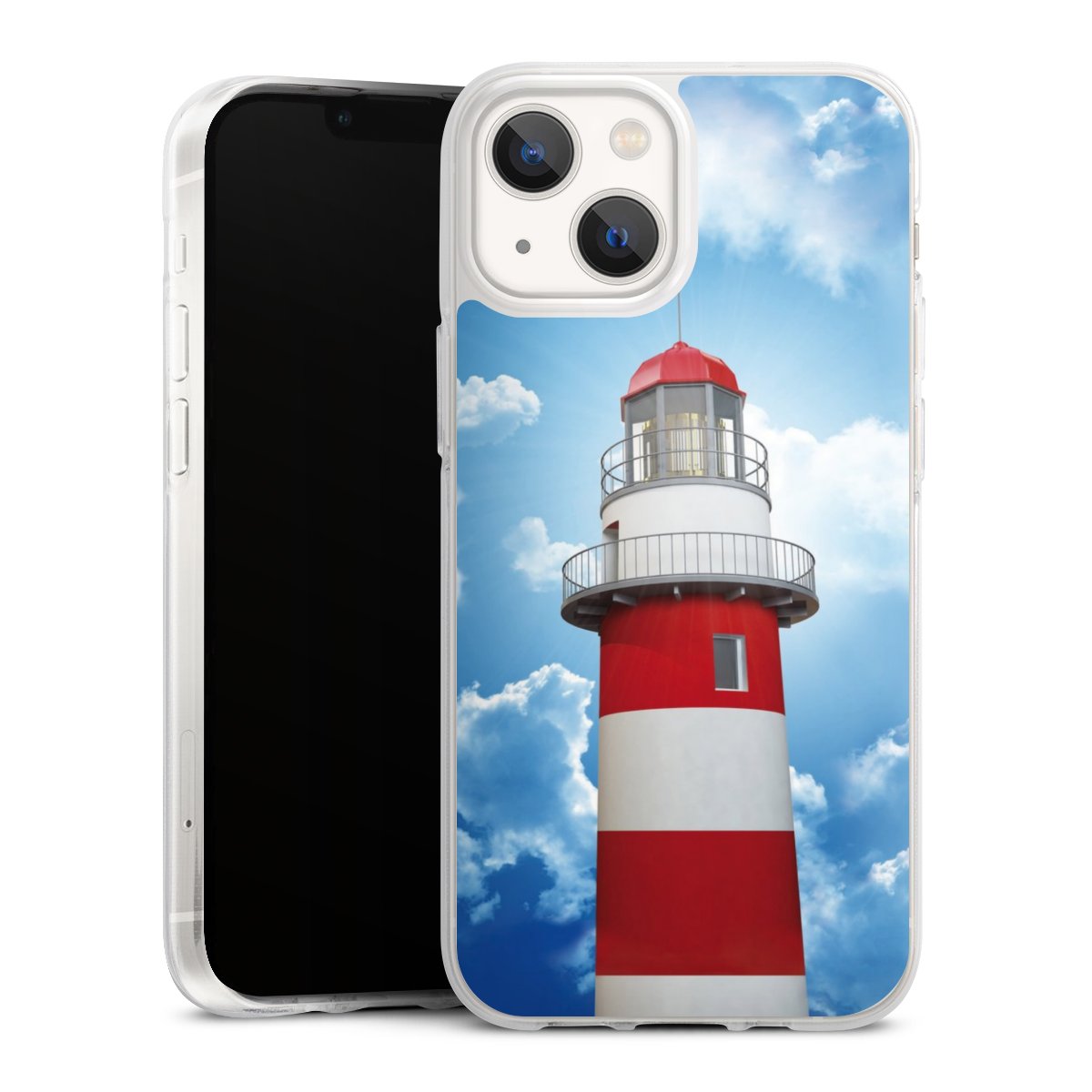 iPhone 13 Mini Handy Silikon Hülle Case transparent Handyhülle Lighthouse Sky Cloud Silikon Case