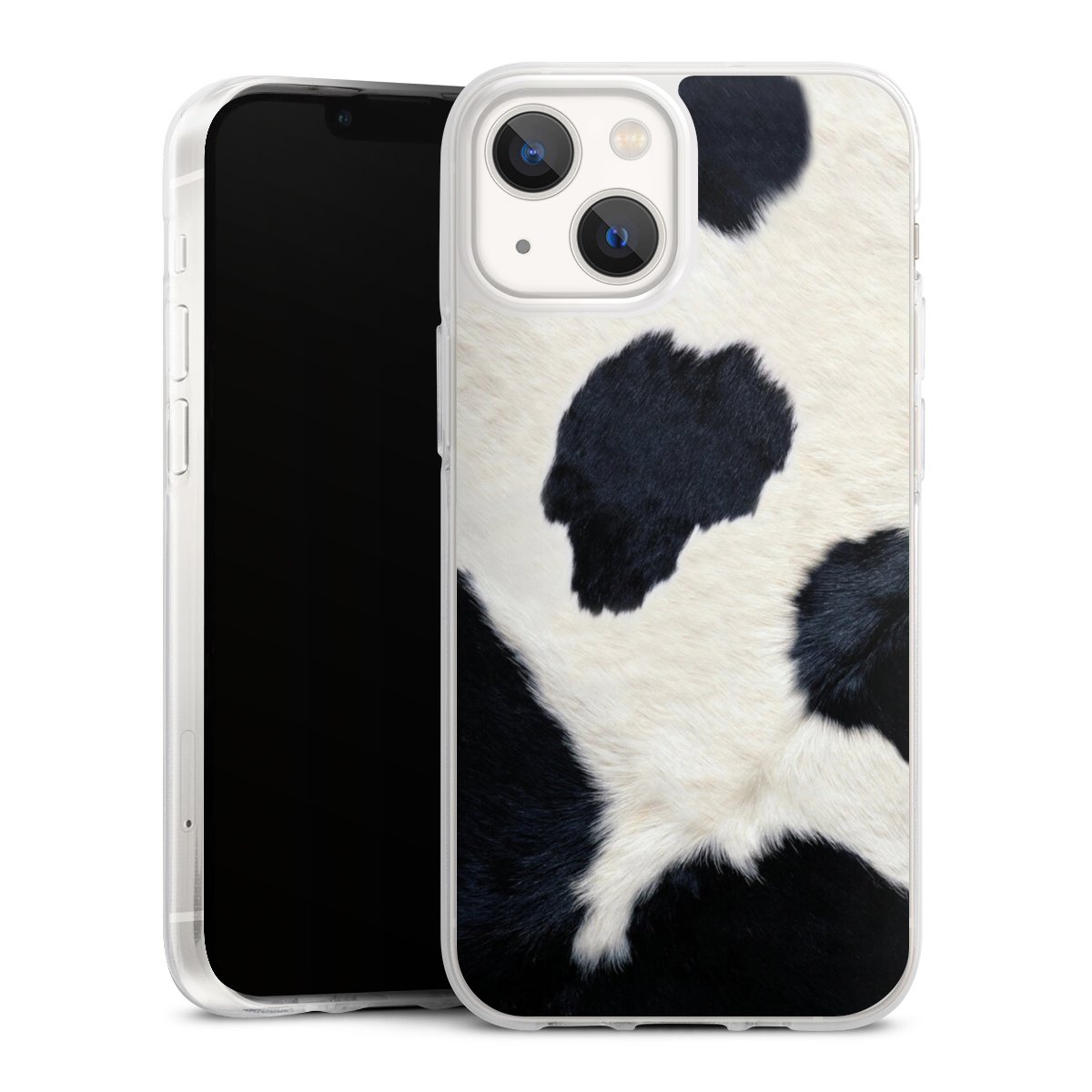 iPhone 13 Mini Handy Silikon Hülle Case transparent Handyhülle Animal Look Animal Print Cow Skin Silikon Case