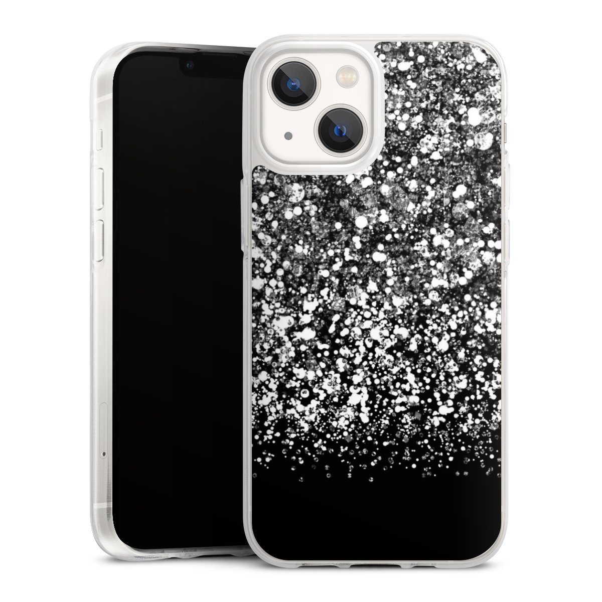 iPhone 13 Mini Handy Silikon Hülle Case transparent Handyhülle Glitzer Snowflake Muster Silikon Case