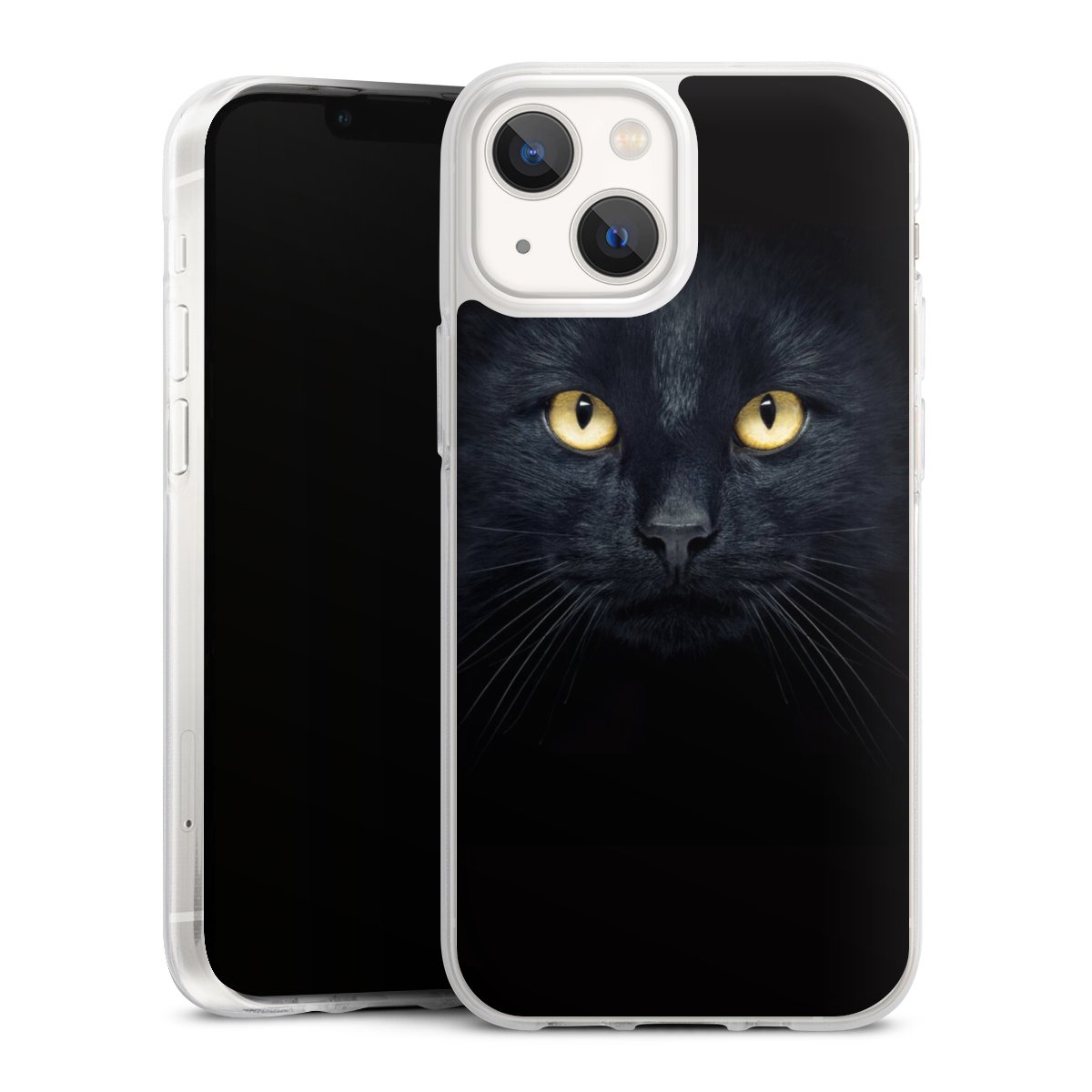 iPhone 13 Mini Handy Silikon Hülle Case transparent Handyhülle Eye Cat Black Silikon Case