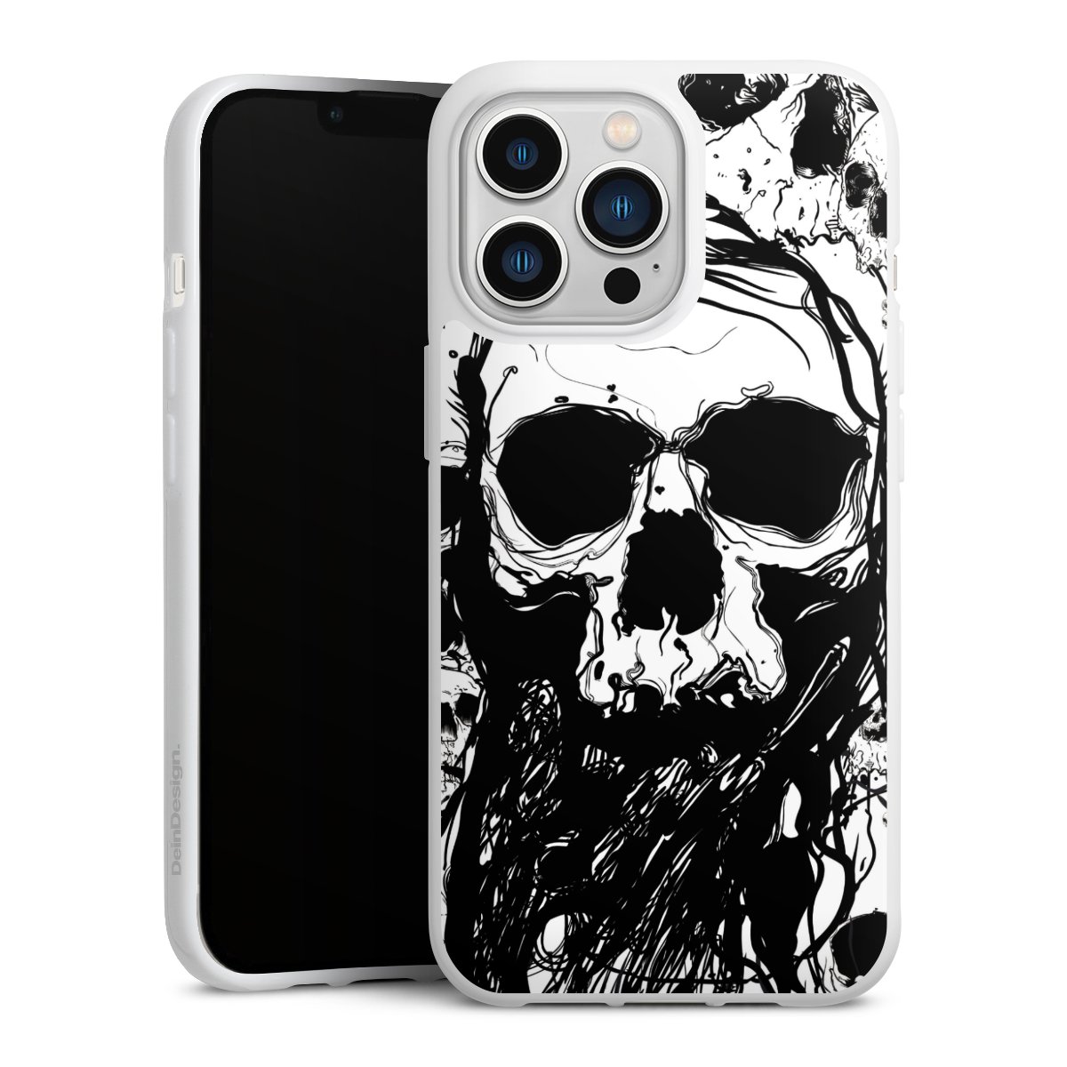 iPhone 13 Pro Handy Silikon Hülle Case weiß Handyhülle Totenkopf Halloween Silikon Case