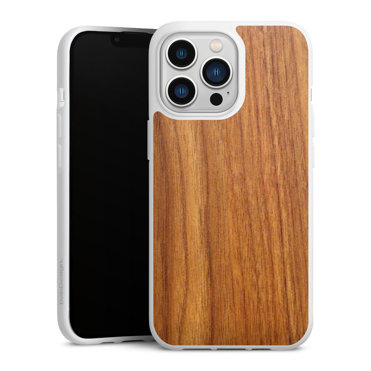 iPhone 13 Pro Handy Silikon Hülle Case weiß Handyhülle Wood Larch Wooden Look Silikon Case