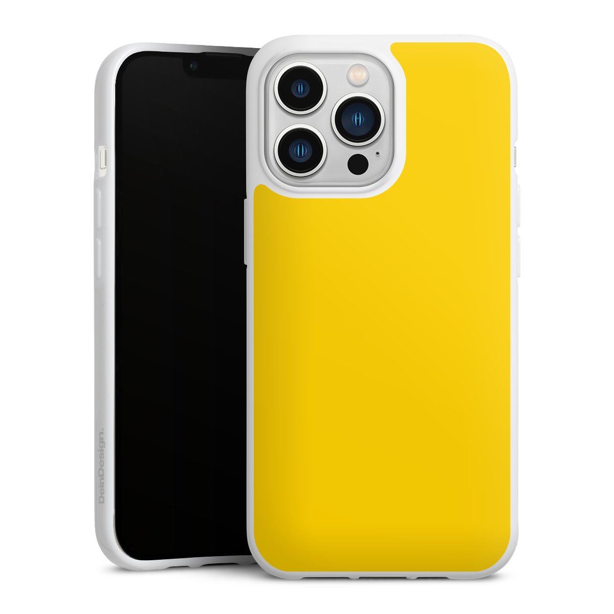 iPhone 13 Pro Handy Silikon Hülle Case weiß Handyhülle Yellow Unicoloured Colour Silikon Case