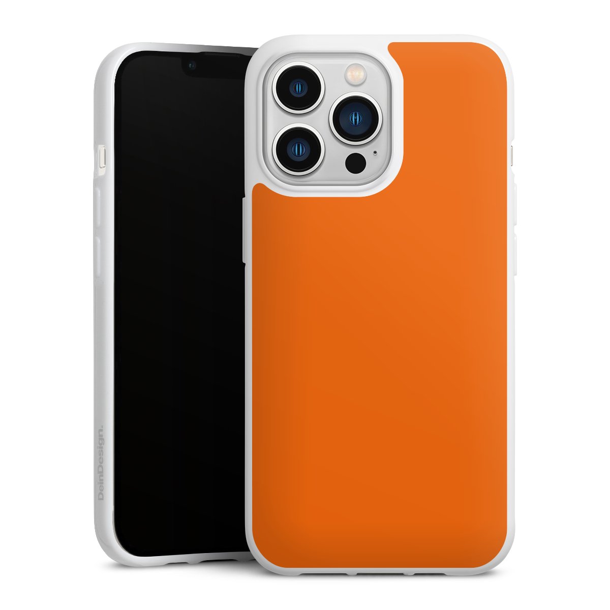 iPhone 13 Pro Handy Silikon Hülle Case weiß Handyhülle Orange Colour Unicoloured Silikon Case