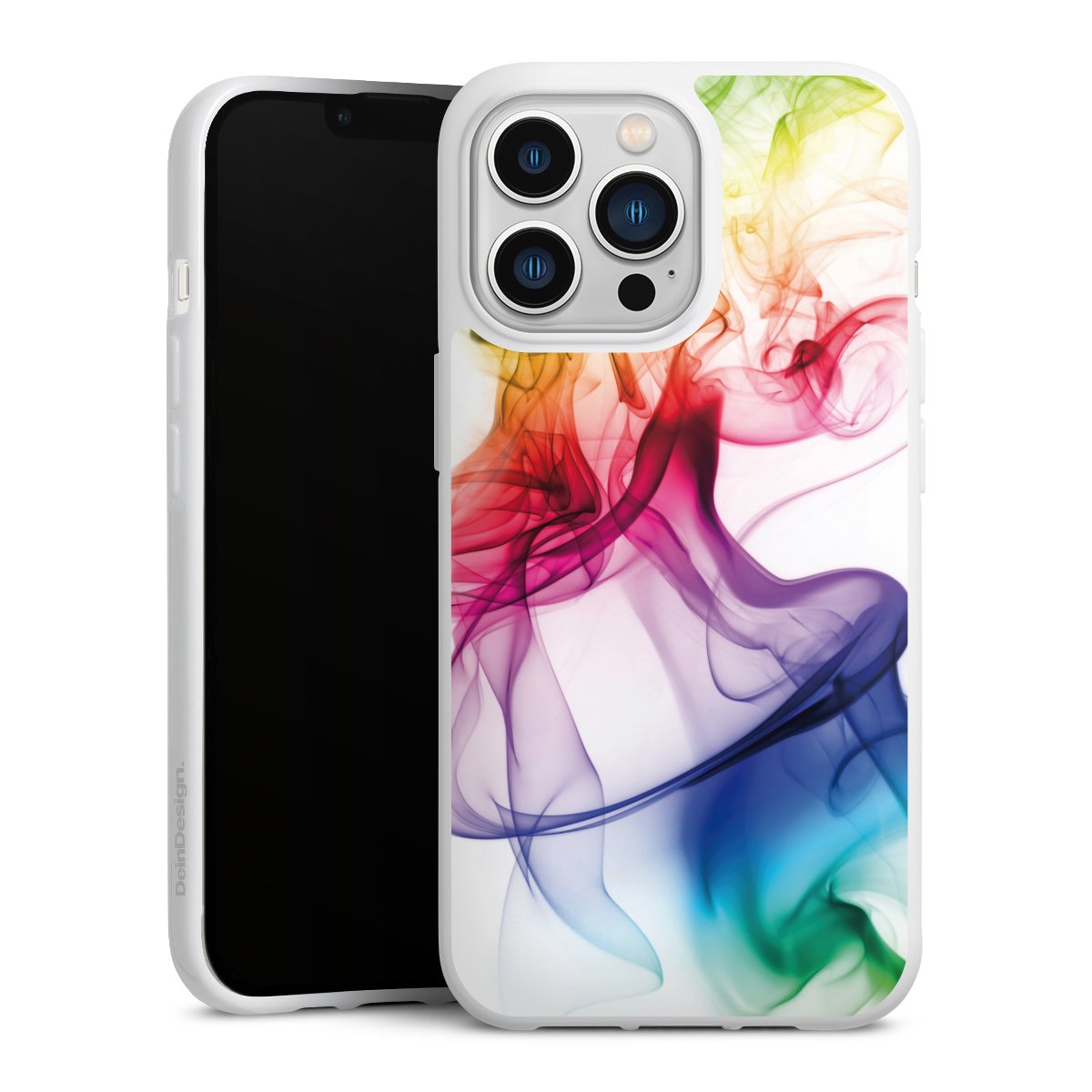 iPhone 13 Pro Handy Silikon Hülle Case weiß Handyhülle Water Colour Rainbow Silikon Case