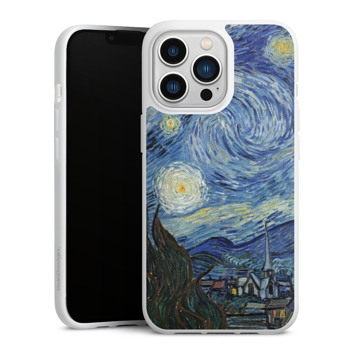 iPhone 13 Pro Handy Silikon Hülle Case weiß Handyhülle The Starry Night Kunst Vincent Van Gogh Silikon Case