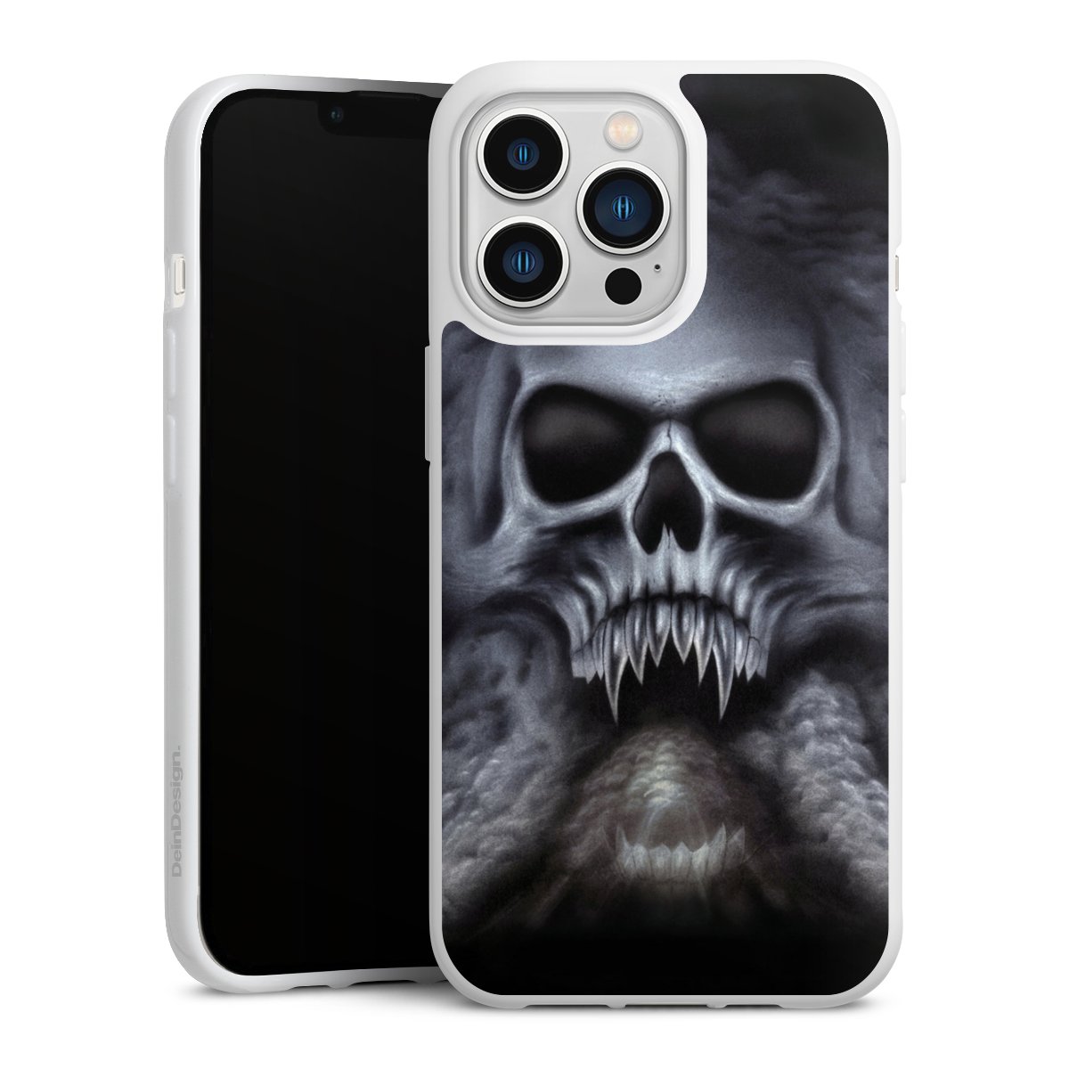 iPhone 13 Pro Handy Silikon Hülle Case weiß Handyhülle Totenkopf Skull Silikon Case