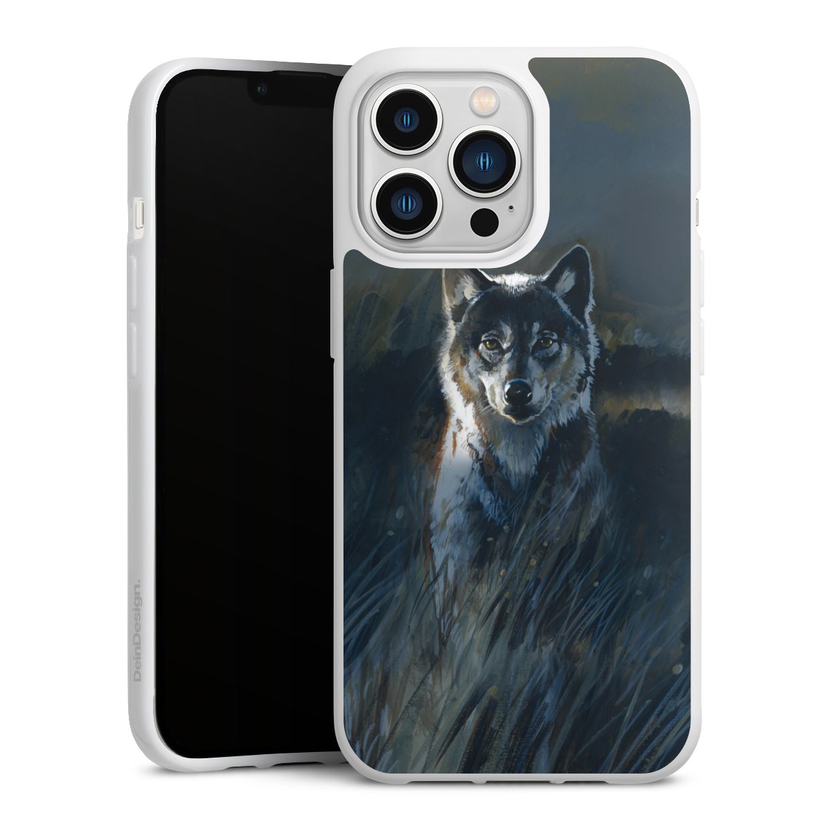 iPhone 13 Pro Handy Silikon Hülle Case weiß Handyhülle Nature Wolf Painting Silikon Case