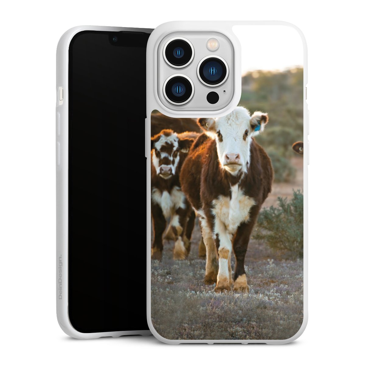 iPhone 13 Pro Handy Silikon Hülle Case weiß Handyhülle Cow Farmer Calf Silikon Case