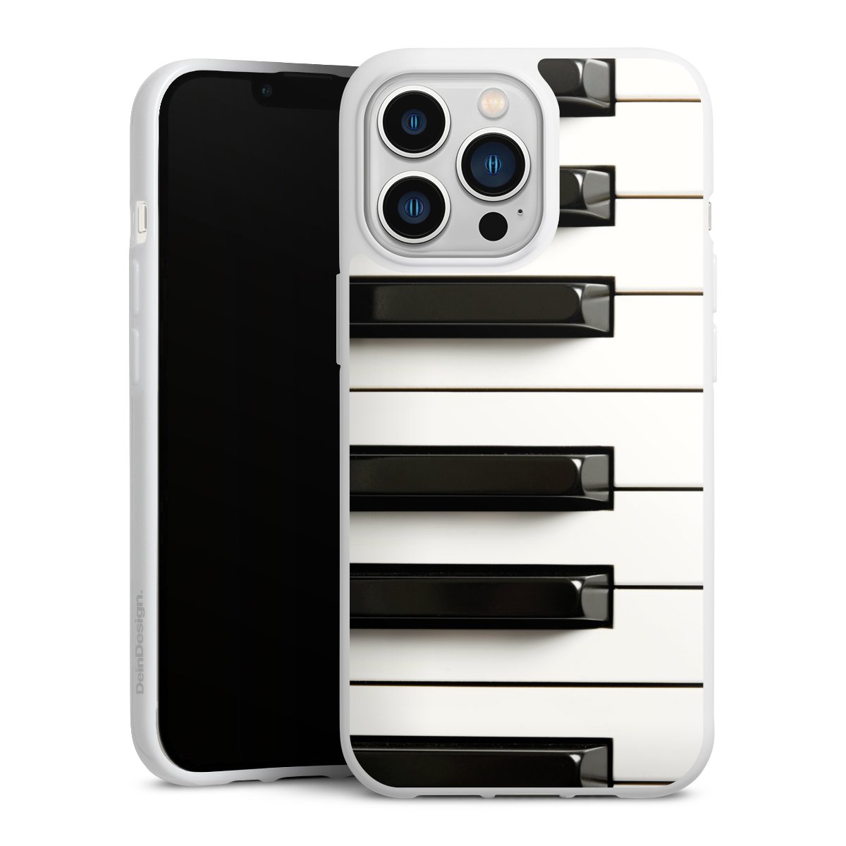 iPhone 13 Pro Handy Silikon Hülle Case weiß Handyhülle Klavier Piano Music Silikon Case