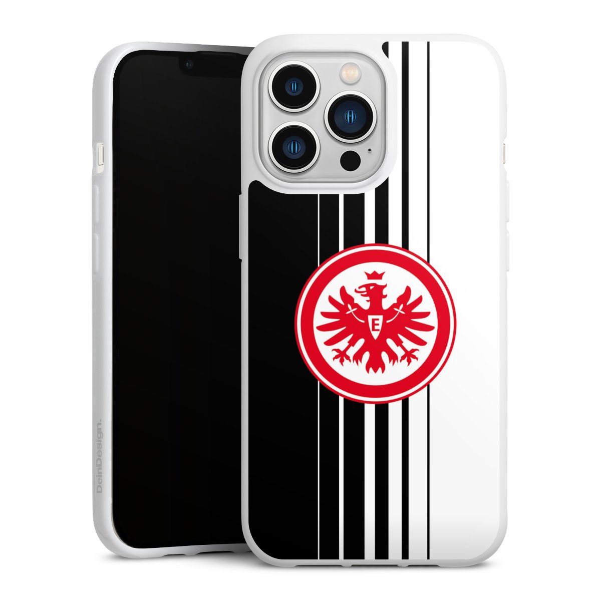 iPhone 13 Pro Handy Silikon Hülle Case weiß Handyhülle Stripes Eintracht Frankfurt Official Licensed Product Silikon Case