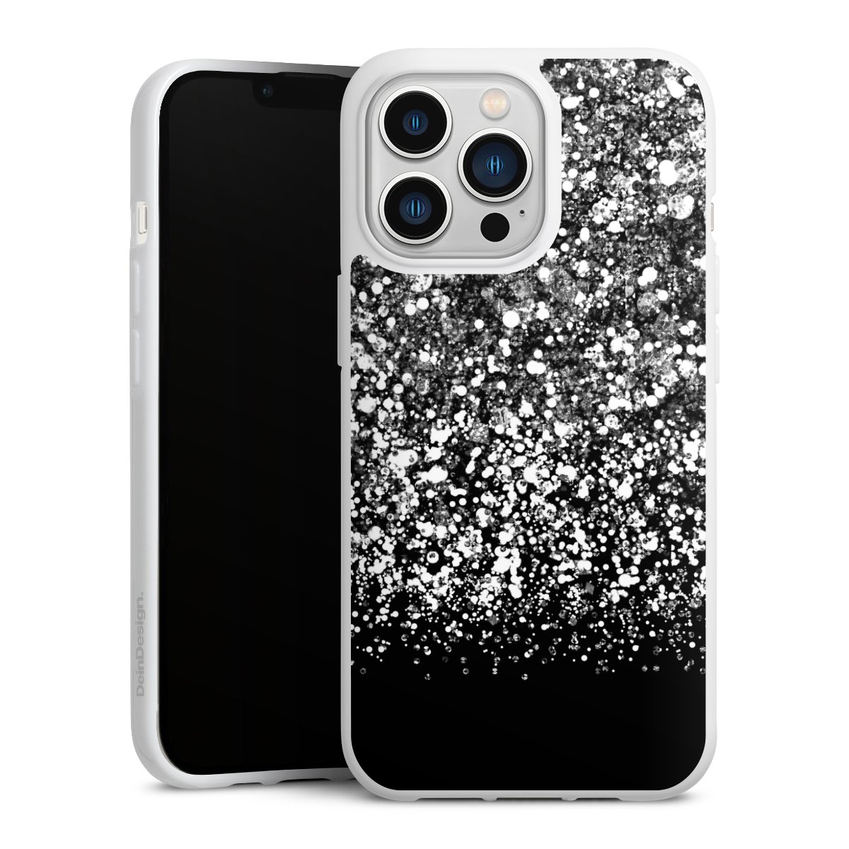 iPhone 13 Pro Handy Silikon Hülle Case weiß Handyhülle Glitzer Snowflake Muster Silikon Case