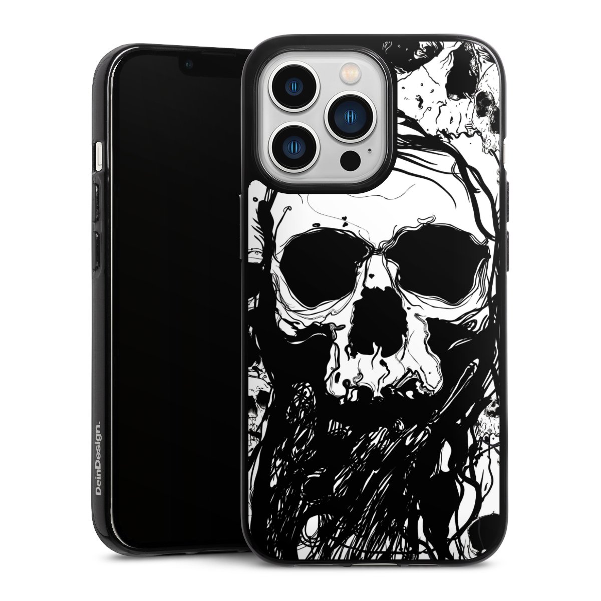 iPhone 13 Pro Handy Silikon Hülle Case schwarz Handyhülle Totenkopf Halloween