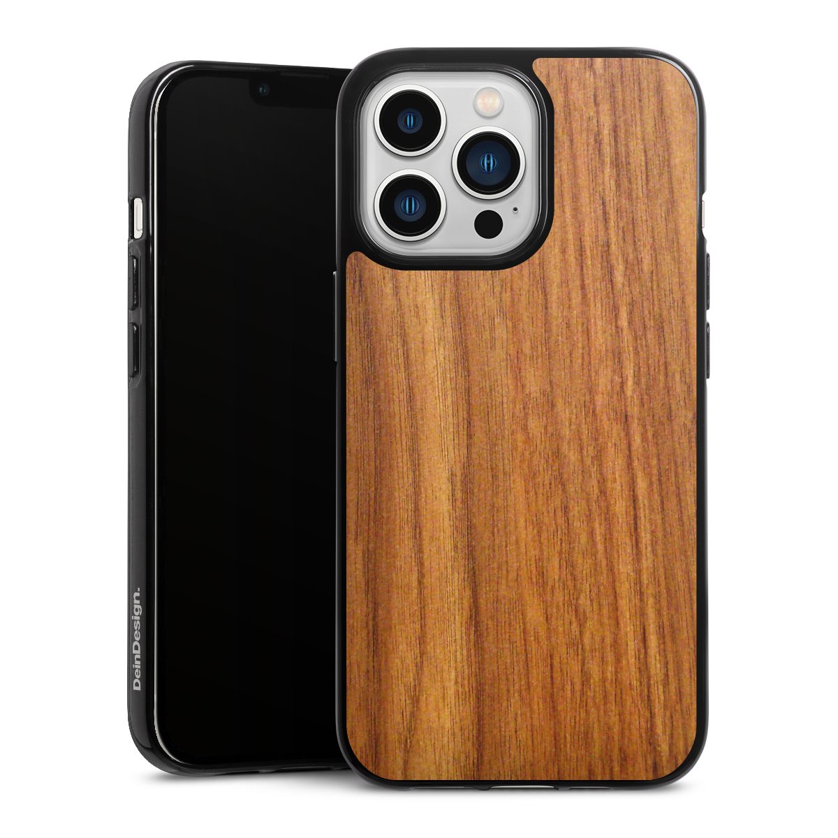 iPhone 13 Pro Handy Silikon Hülle Case schwarz Handyhülle Wood Larch Wooden Look