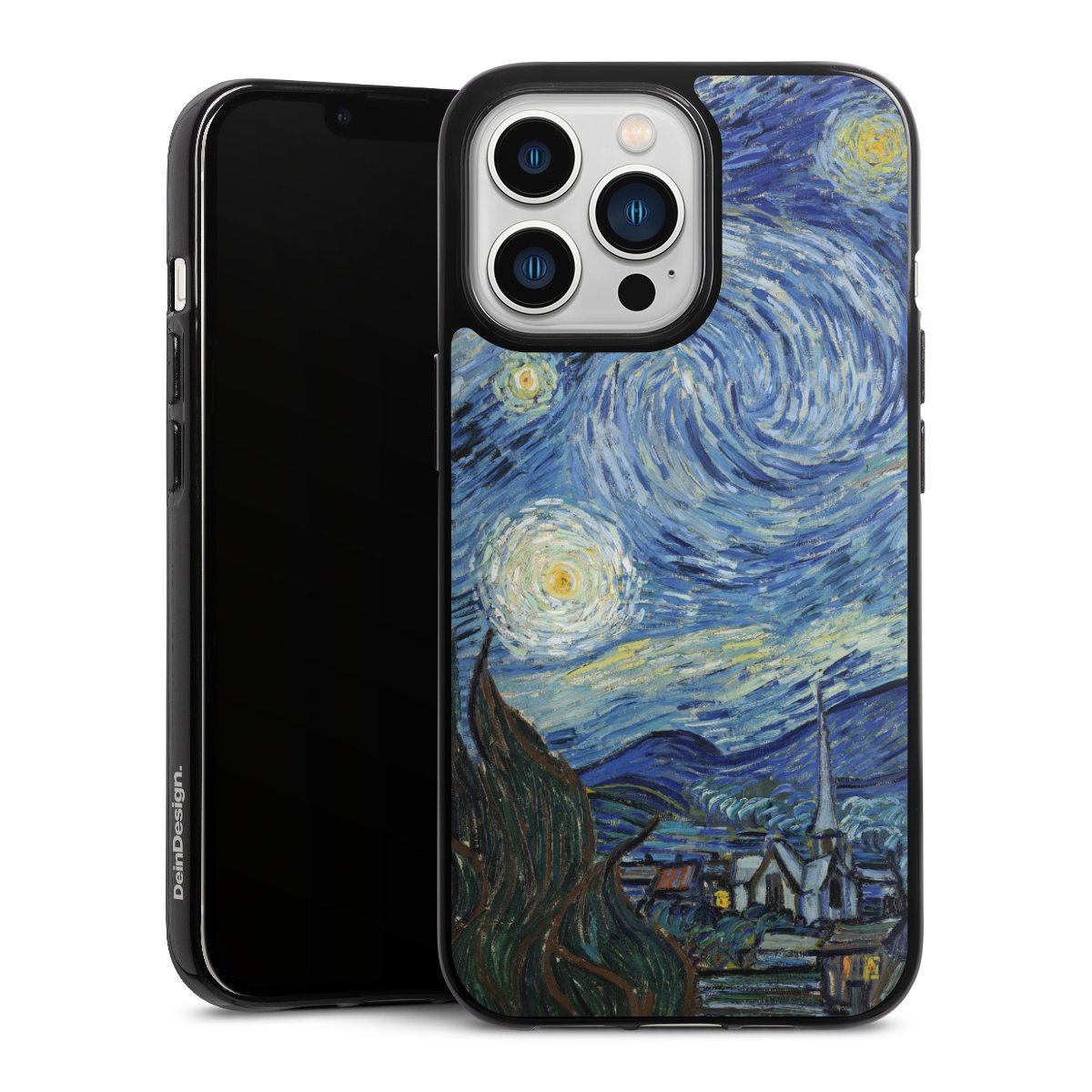 iPhone 13 Pro Handy Silikon Hülle Case schwarz Handyhülle The Starry Night Kunst Vincent Van Gogh