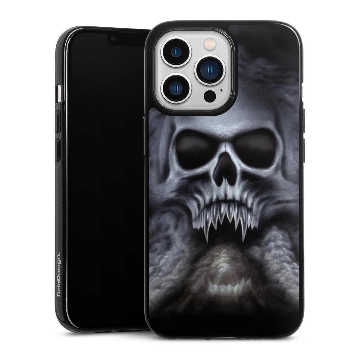 iPhone 13 Pro Handy Silikon Hülle Case schwarz Handyhülle Totenkopf Skull