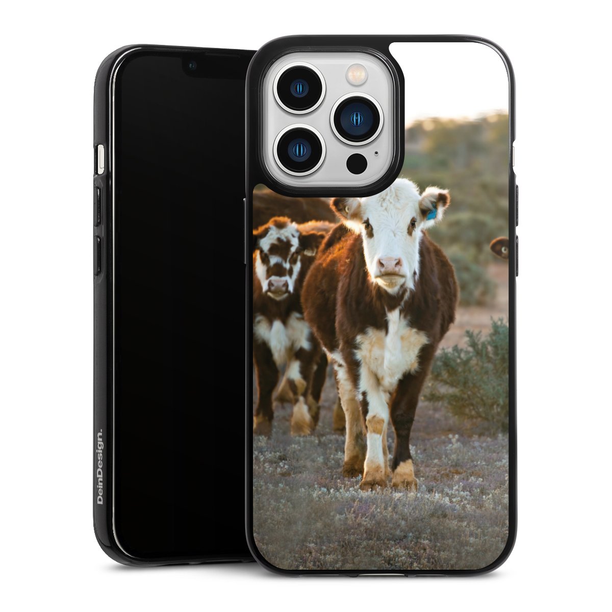 iPhone 13 Pro Handy Silikon Hülle Case schwarz Handyhülle Cow Farmer Calf