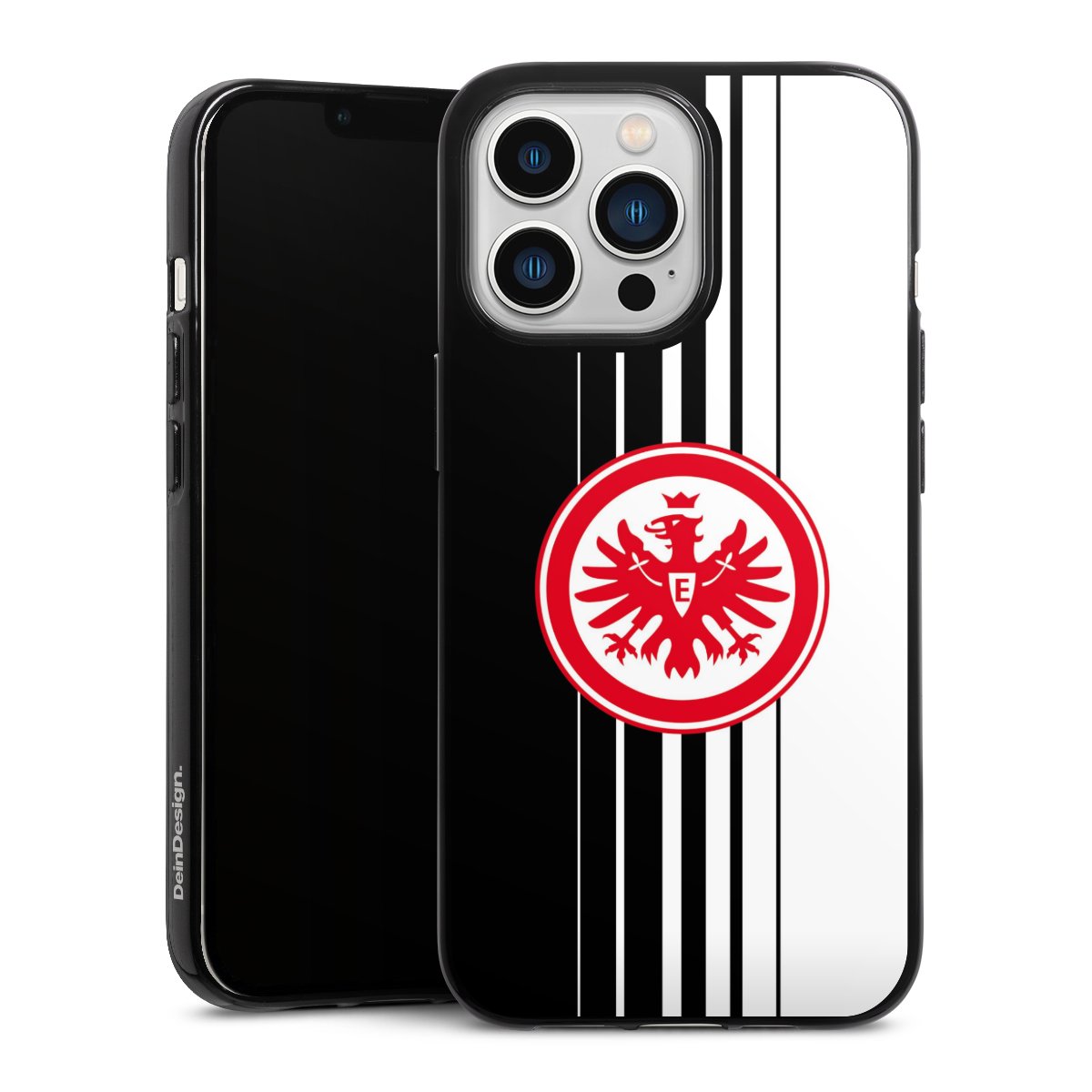 iPhone 13 Pro Handy Silikon Hülle Case schwarz Handyhülle Stripes Eintracht Frankfurt Official Licensed Product