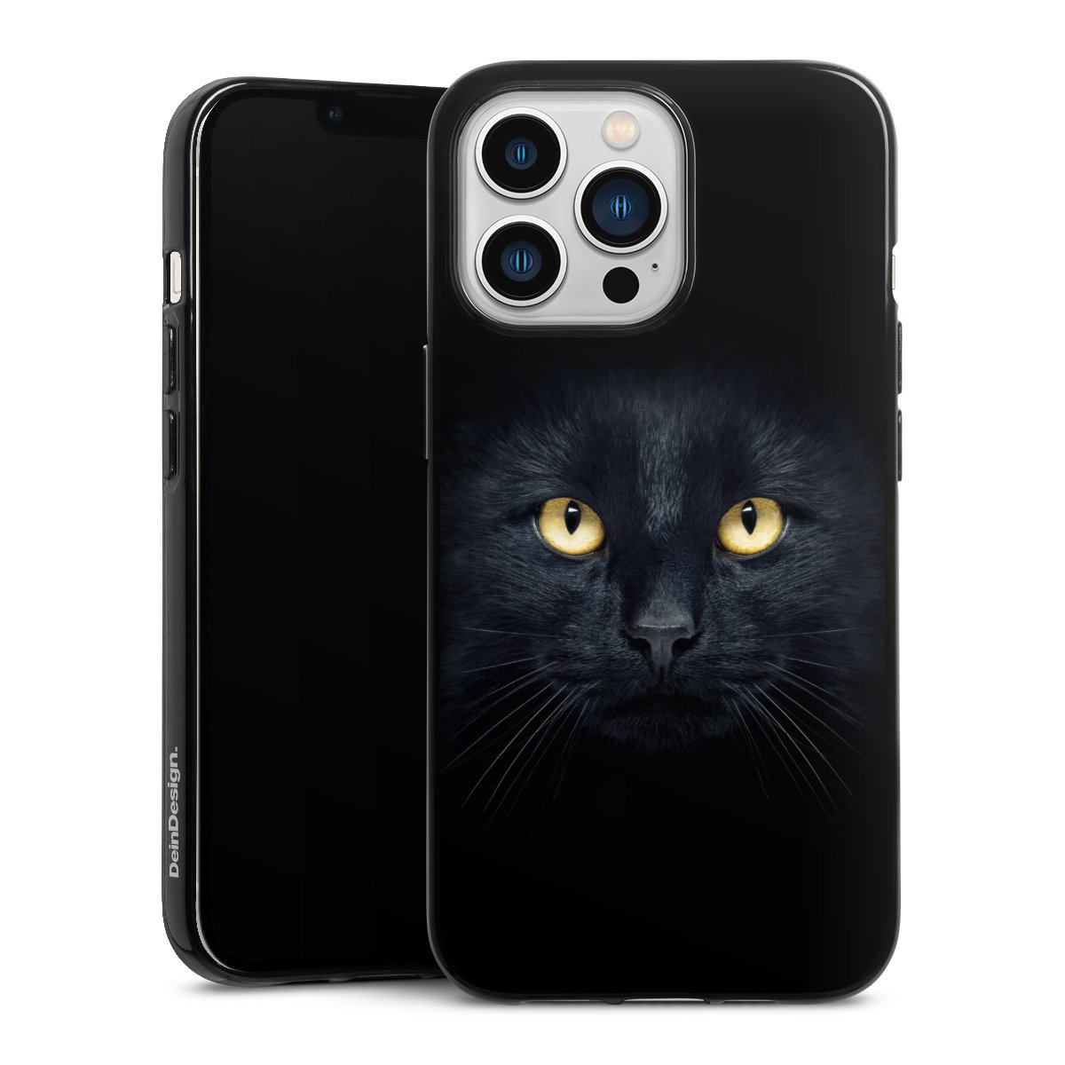 iPhone 13 Pro Handy Silikon Hülle Case schwarz Handyhülle Eye Cat Black