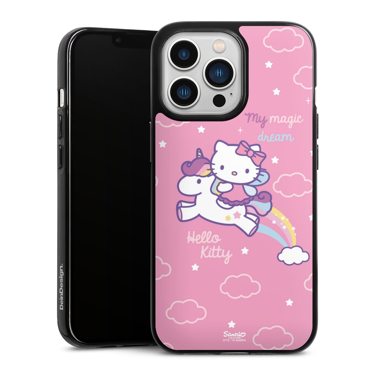 iPhone 13 Pro Handy Silikon Hülle Case schwarz Handyhülle Einhorn Official Licensed Product Hello Kitty