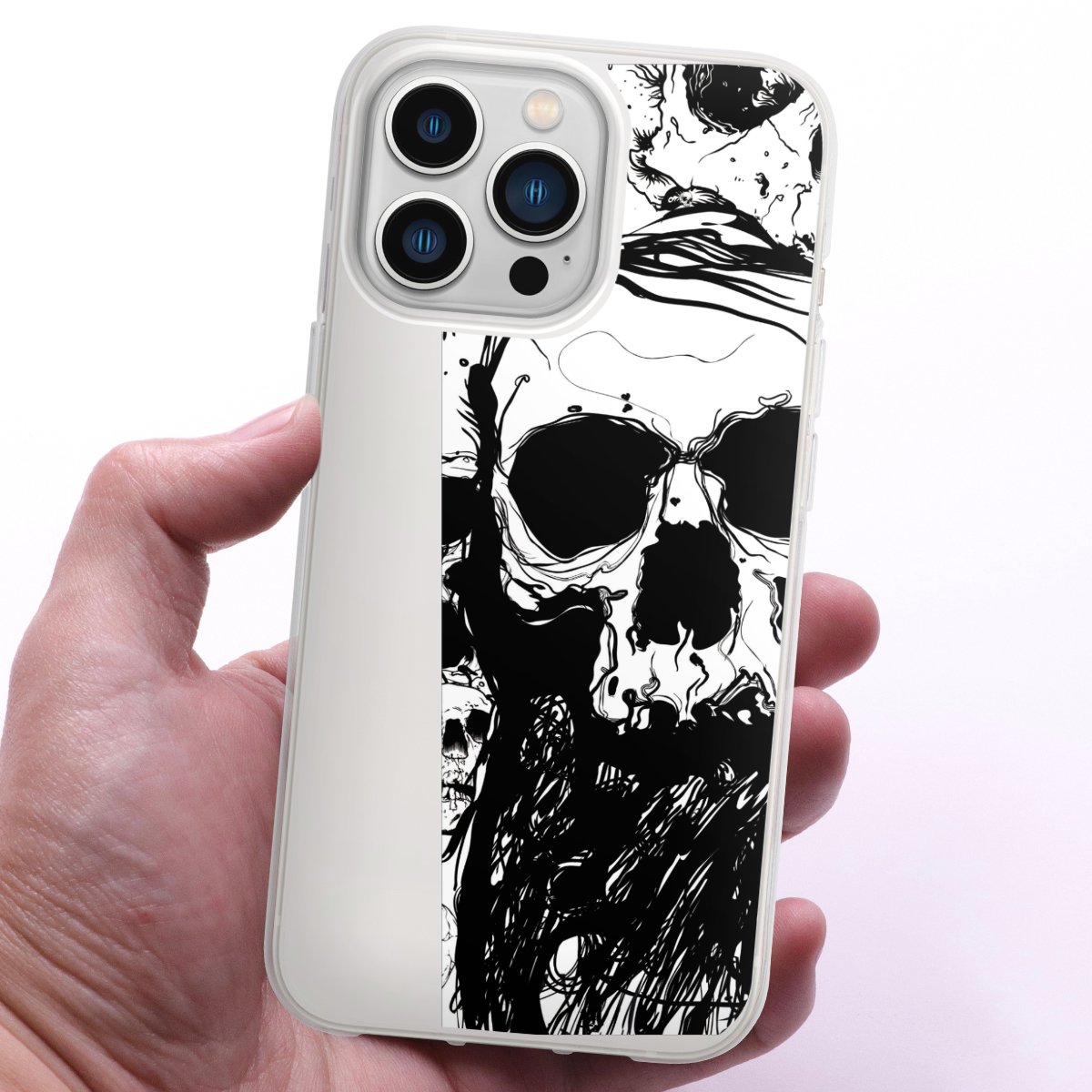 iPhone 13 Pro Handy Silikon Hülle Case transparent Handyhülle Totenkopf Halloween Silikon Case