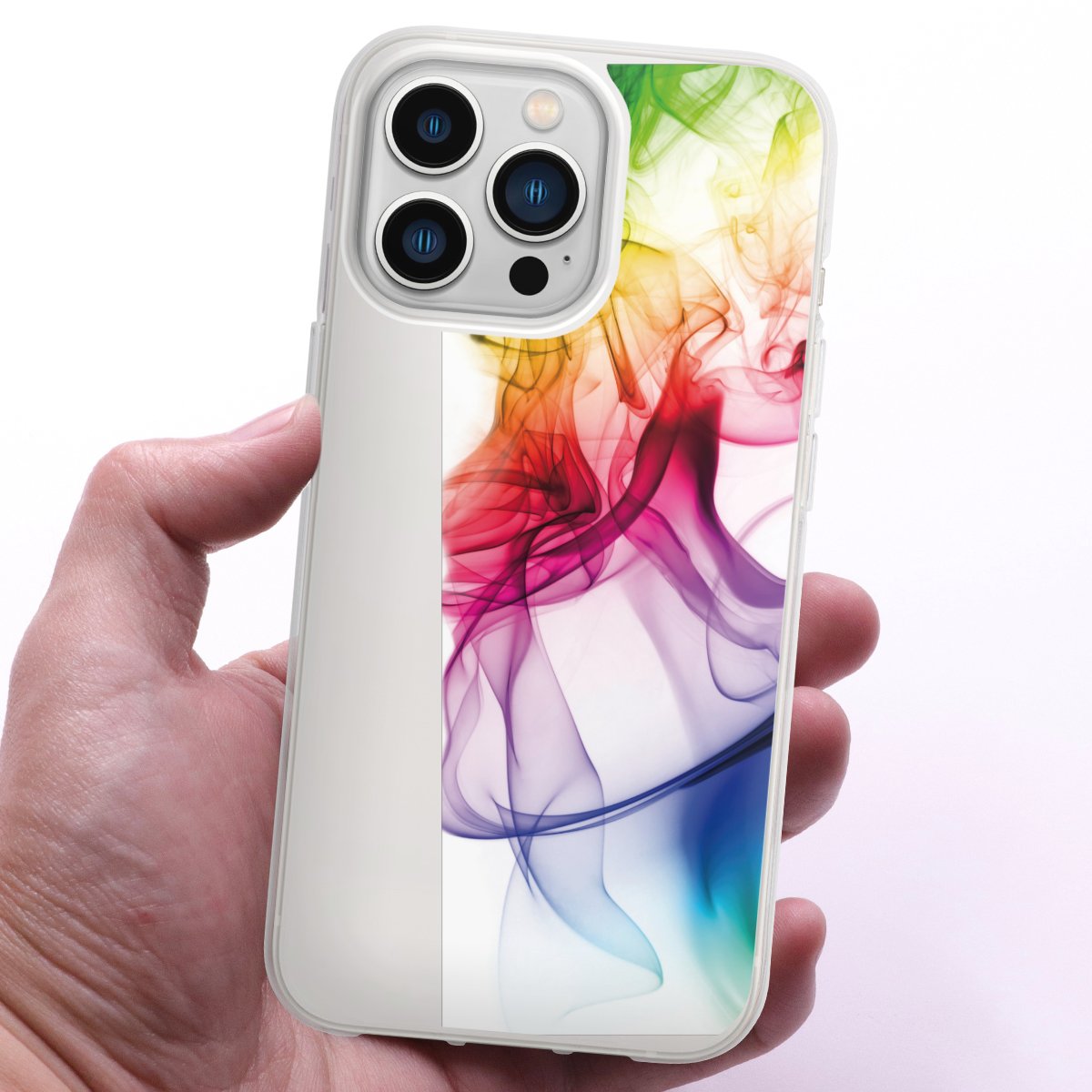 iPhone 13 Pro Handy Silikon Hülle Case transparent Handyhülle Water Colour Rainbow Silikon Case