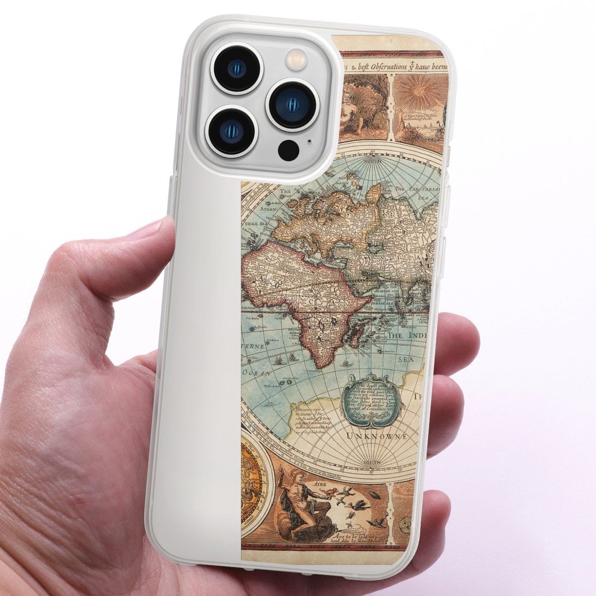 iPhone 13 Pro Handy Silikon Hülle Case transparent Handyhülle World Map Vintage Map Silikon Case