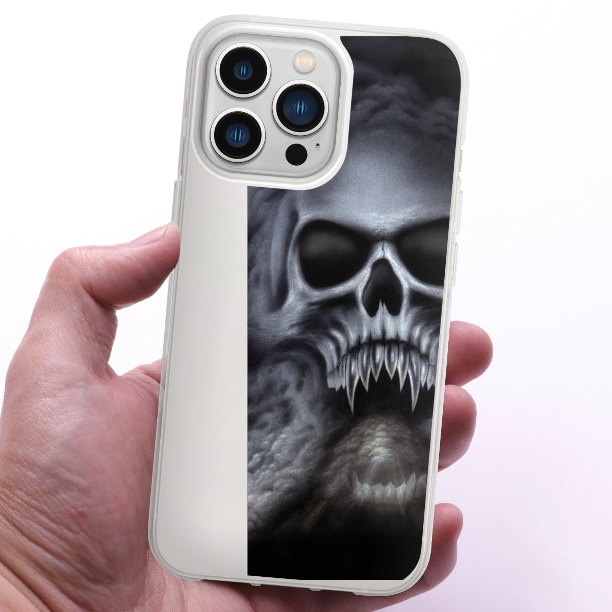 iPhone 13 Pro Handy Silikon Hülle Case transparent Handyhülle Totenkopf Skull Silikon Case