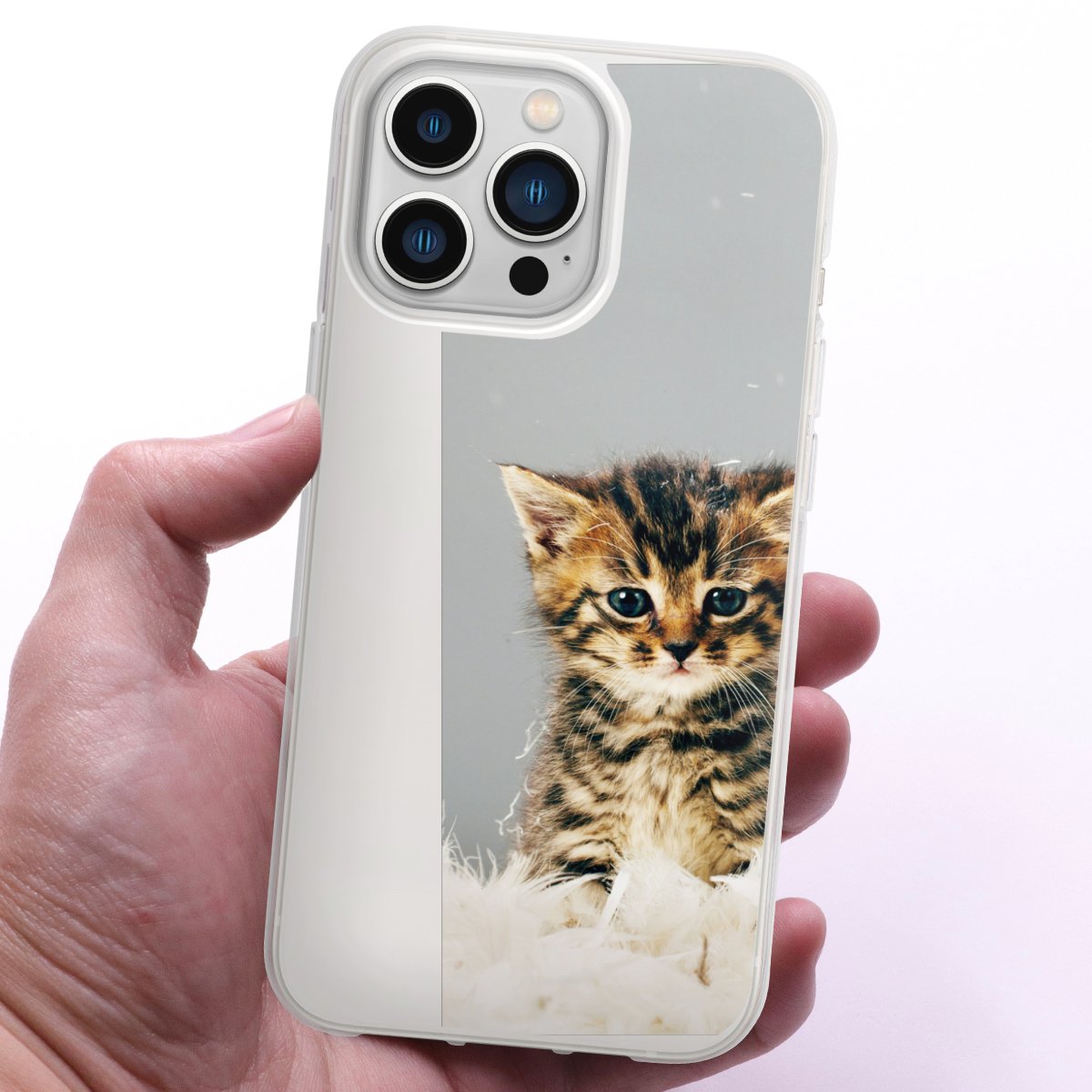 iPhone 13 Pro Handy Silikon Hülle Case transparent Handyhülle Cat Feather Pet Silikon Case