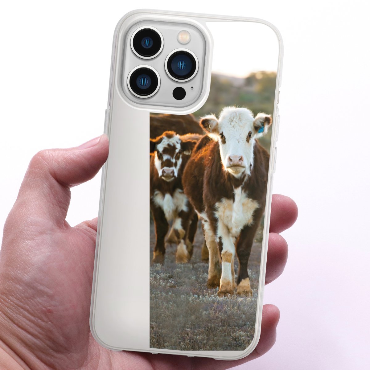 iPhone 13 Pro Handy Silikon Hülle Case transparent Handyhülle Cow Farmer Calf Silikon Case