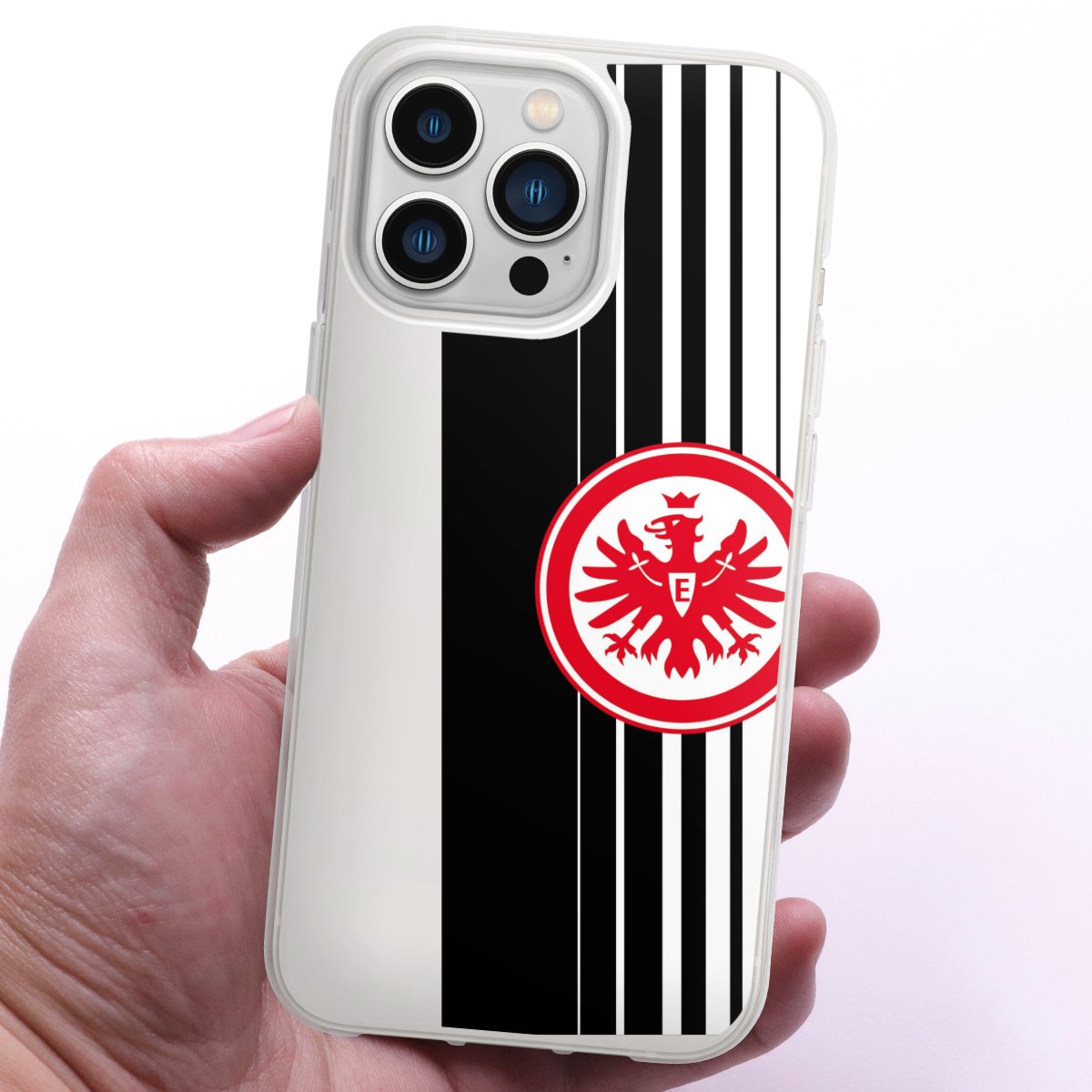 iPhone 13 Pro Handy Silikon Hülle Case transparent Handyhülle Stripes Eintracht Frankfurt Official Licensed Product Silikon Case