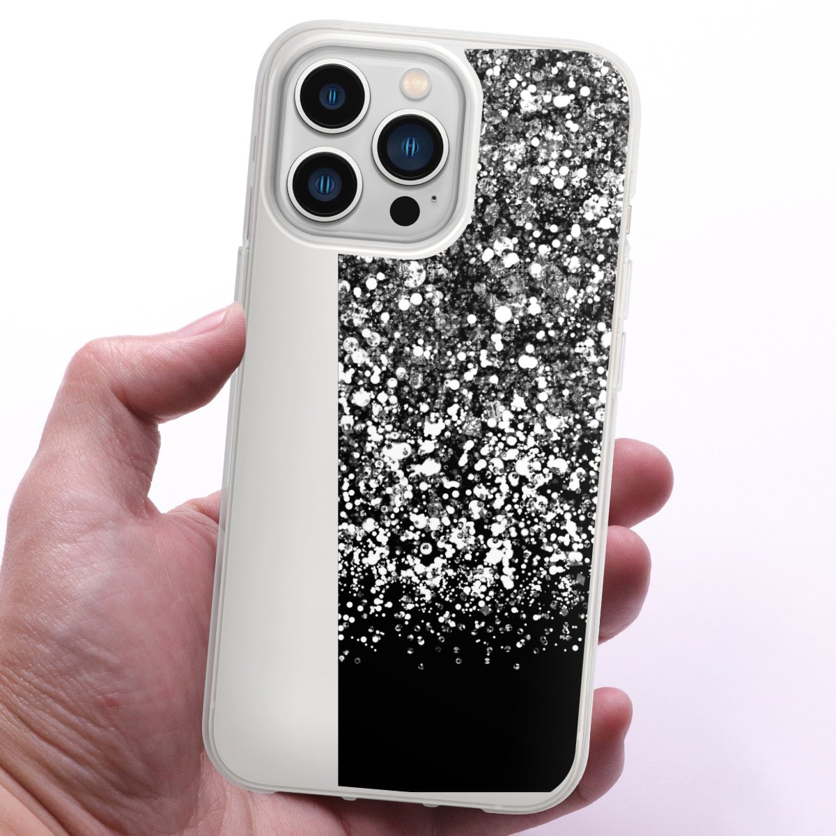 iPhone 13 Pro Handy Silikon Hülle Case transparent Handyhülle Glitzer Snowflake Muster Silikon Case