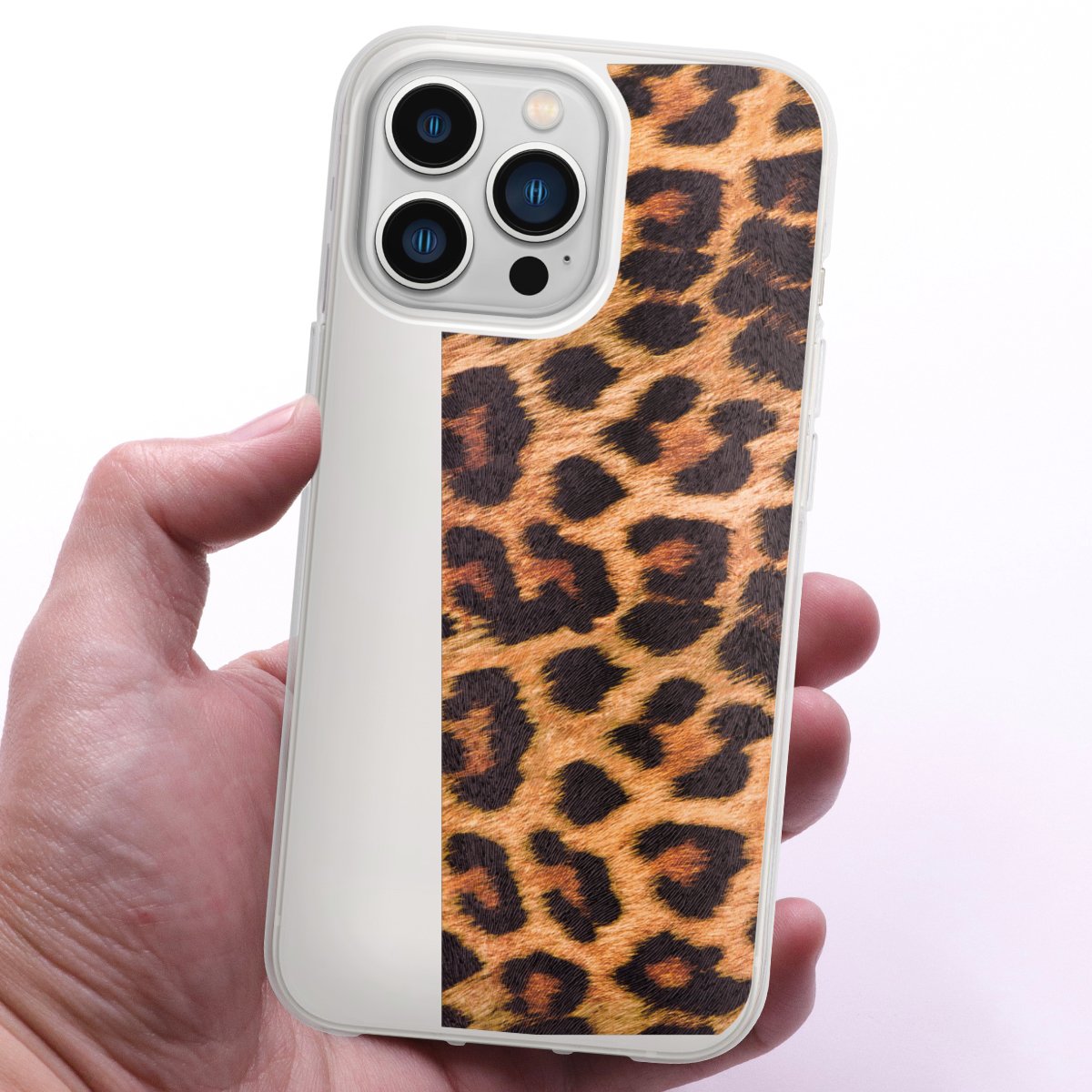 iPhone 13 Pro Handy Silikon Hülle Case transparent Handyhülle Animal Print Leopard Fur Silikon Case