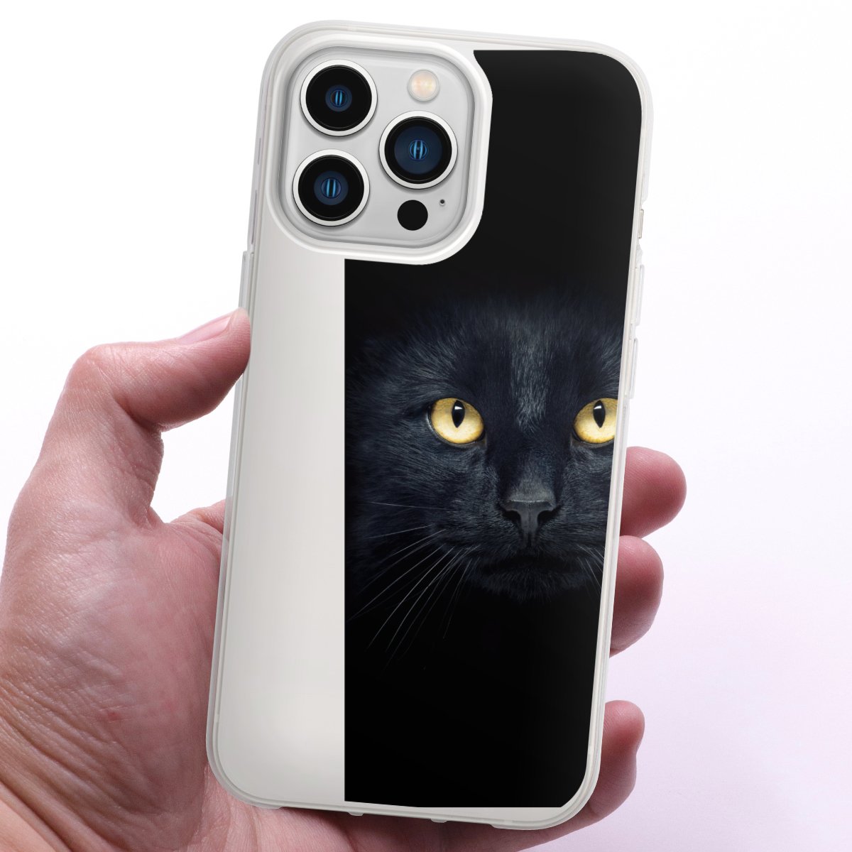 iPhone 13 Pro Handy Silikon Hülle Case transparent Handyhülle Eye Cat Black Silikon Case