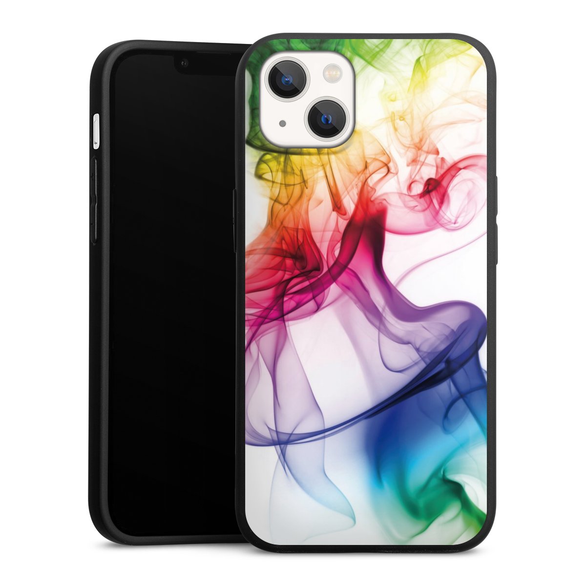 iPhone 13 Handy Premium Silikon Hülle Handyhülle schwarz Case Water Colour Rainbow Silikon Premium Case