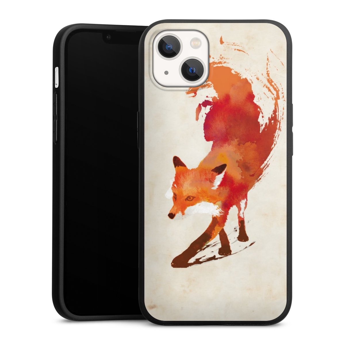 iPhone 13 Handy Premium Silikon Hülle Handyhülle schwarz Case Fox Graphic Silikon Premium Case