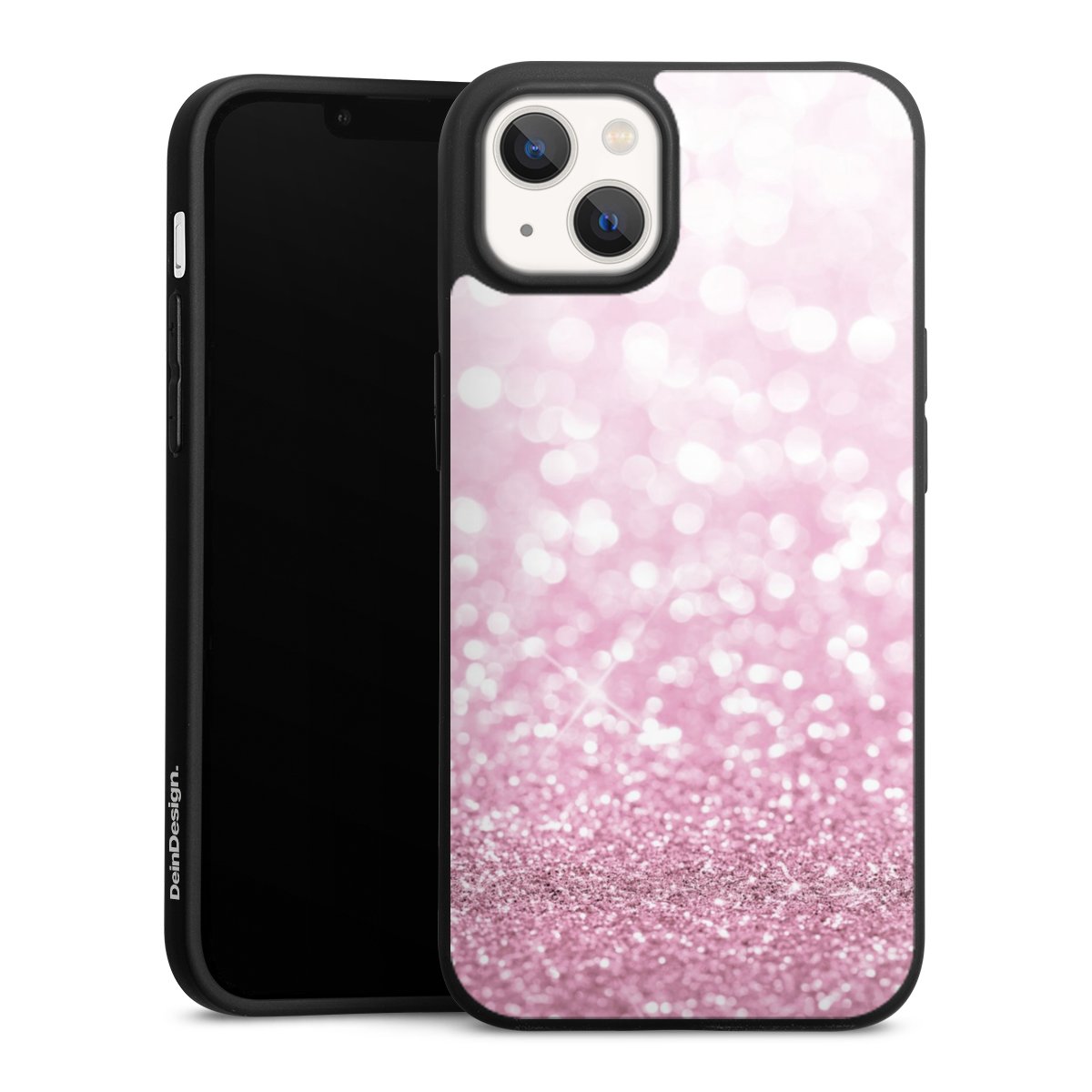 iPhone 13 Handy Premium Silikon Hülle Handyhülle schwarz Case Glitzer Pink Shine Silikon Premium Case