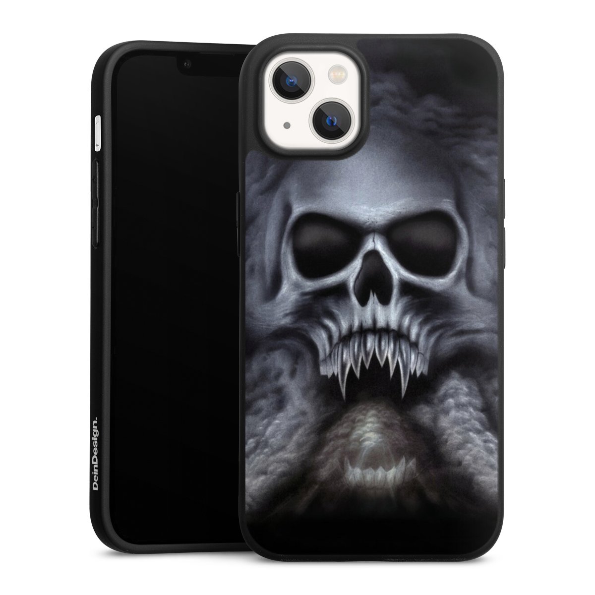 iPhone 13 Handy Premium Silikon Hülle Handyhülle schwarz Case Totenkopf Skull Silikon Premium Case