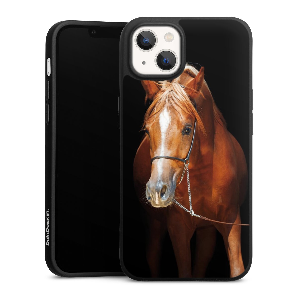 iPhone 13 Handy Premium Silikon Hülle Handyhülle schwarz Case Mare Horse Hobby Silikon Premium Case