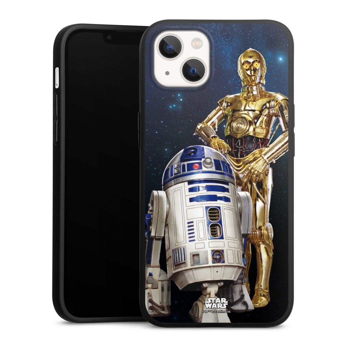 iPhone 13 Handy Premium Silikon Hülle Handyhülle schwarz Case Weltall Star Wars R2d2 Silikon Premium Case