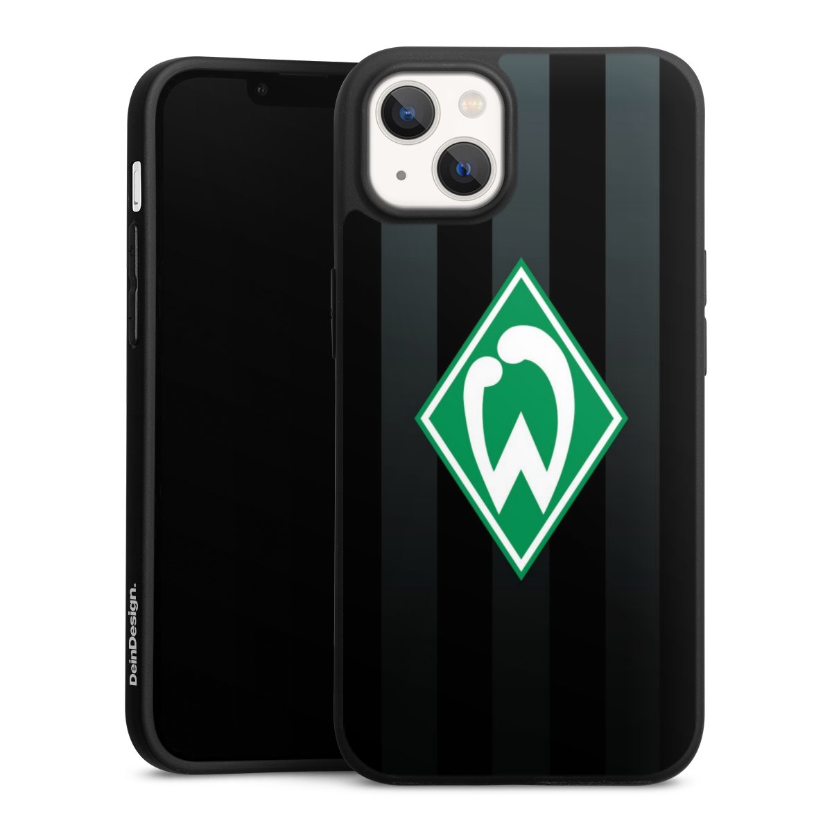 iPhone 13 Handy Premium Silikon Hülle Handyhülle schwarz Case Stripes Sv Werder Bremen Official Licensed Product Silikon Premium Case