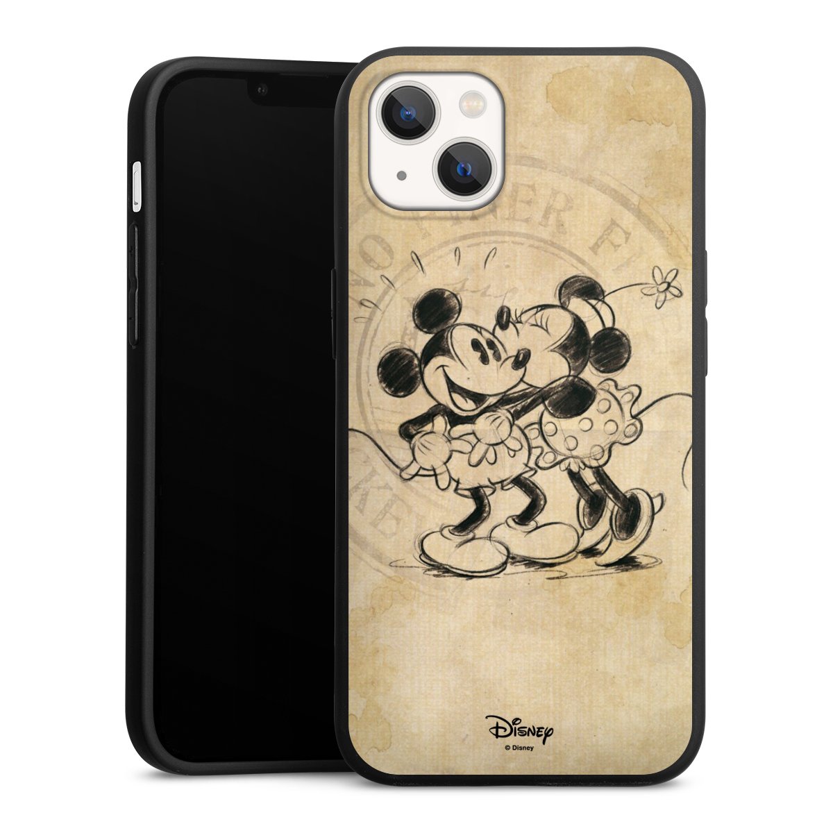 iPhone 13 Handy Premium Silikon Hülle Handyhülle schwarz Case Mickey Mouse Vintage Minnie Mouse Silikon Premium Case