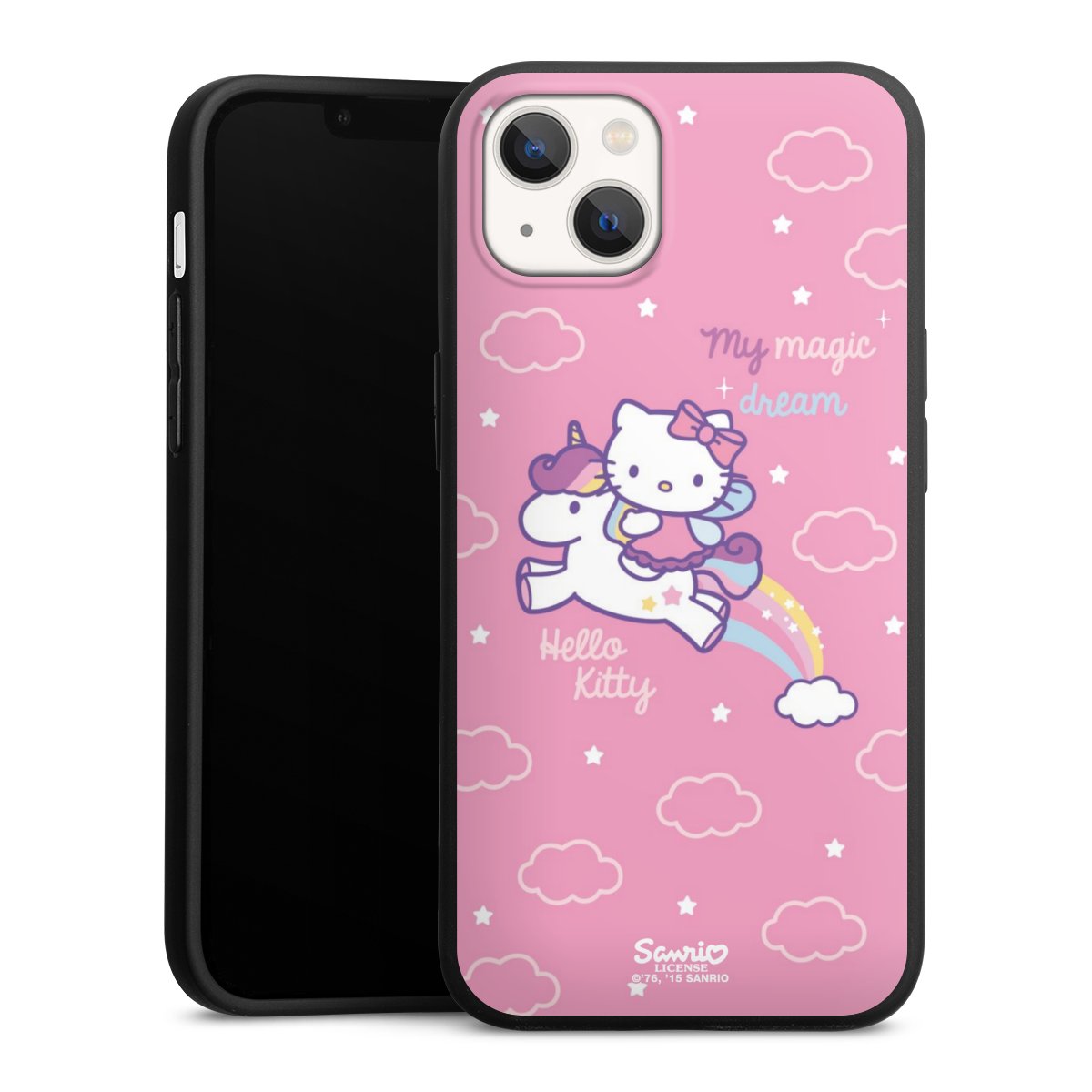 iPhone 13 Handy Premium Silikon Hülle Handyhülle schwarz Case Einhorn Official Licensed Product Hello Kitty Silikon Premium Case